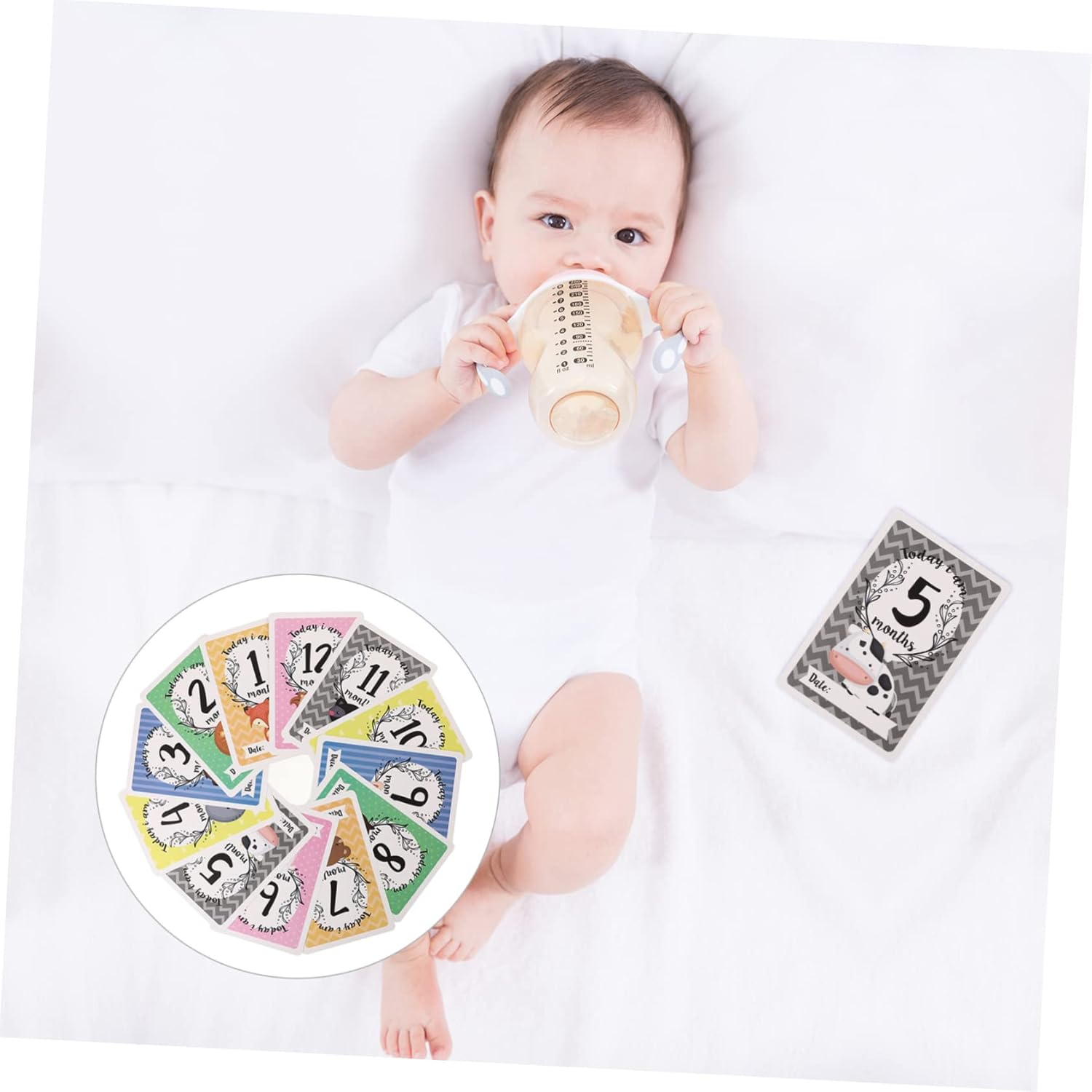 UPKOCH 12Pcs Animal Milestone Cards for High Contrast Christmas Stuff Born Essentials for Decorative Growth Recording Cards image number 6