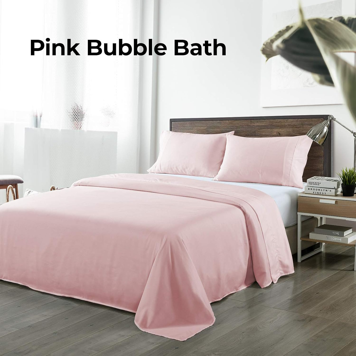 Royal Comfort Sheet Set 1000TC Bamboo Blend Ultra Soft Breathable Luxury, 1 X Flat Sheet, 1 X Fitted Sheet, 2 X Pillowcases (4 Pcs, King, Bubble Bath)