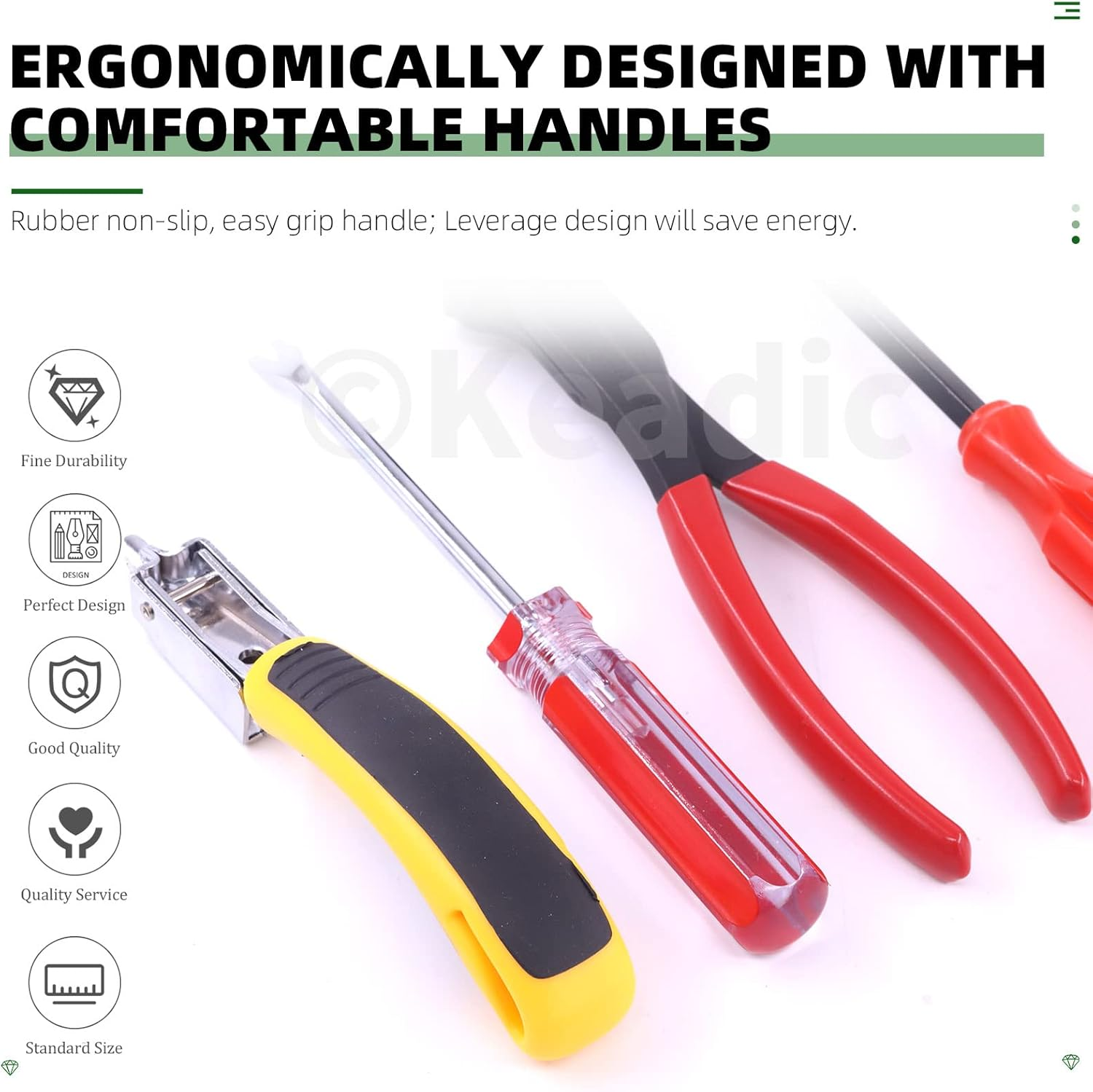 Keadic 4 Pcs Upholstery and Construction Staple Remover Set Contains End Cutting Pliers, Staple Puller, Tack Lifter, Fastener Remover Tack Puller Nail Remover Tool for Furniture Carton Floor image number 5