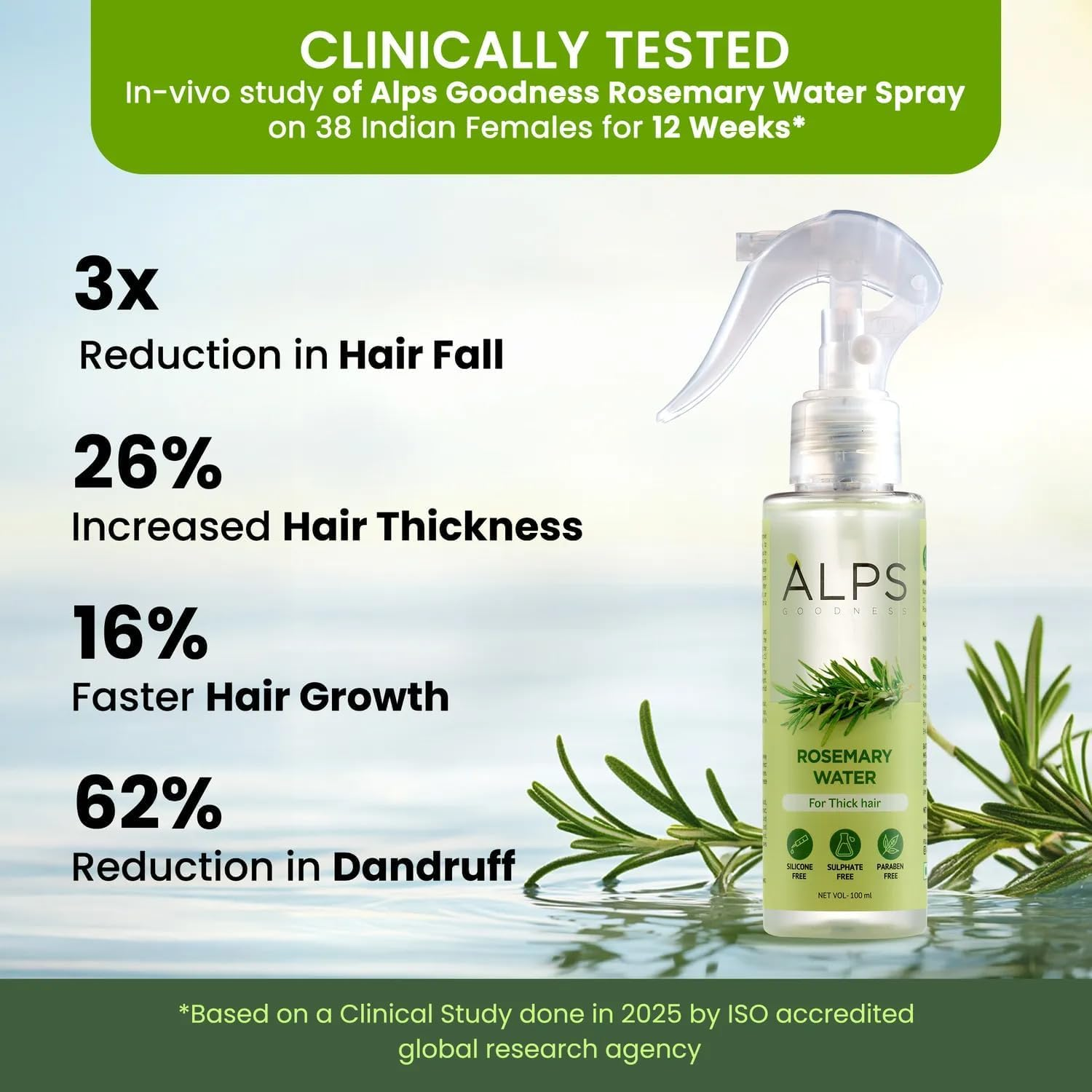 Alps Goodness Rosemary Water Spray for Hair Growth (100 Ml) | Hair Spray for Regrowth | Rosemary Mist | Adds Shine | Helps Reduce Hairfall | Strengthens Hair | Suitable for All Hair Types | image number 4