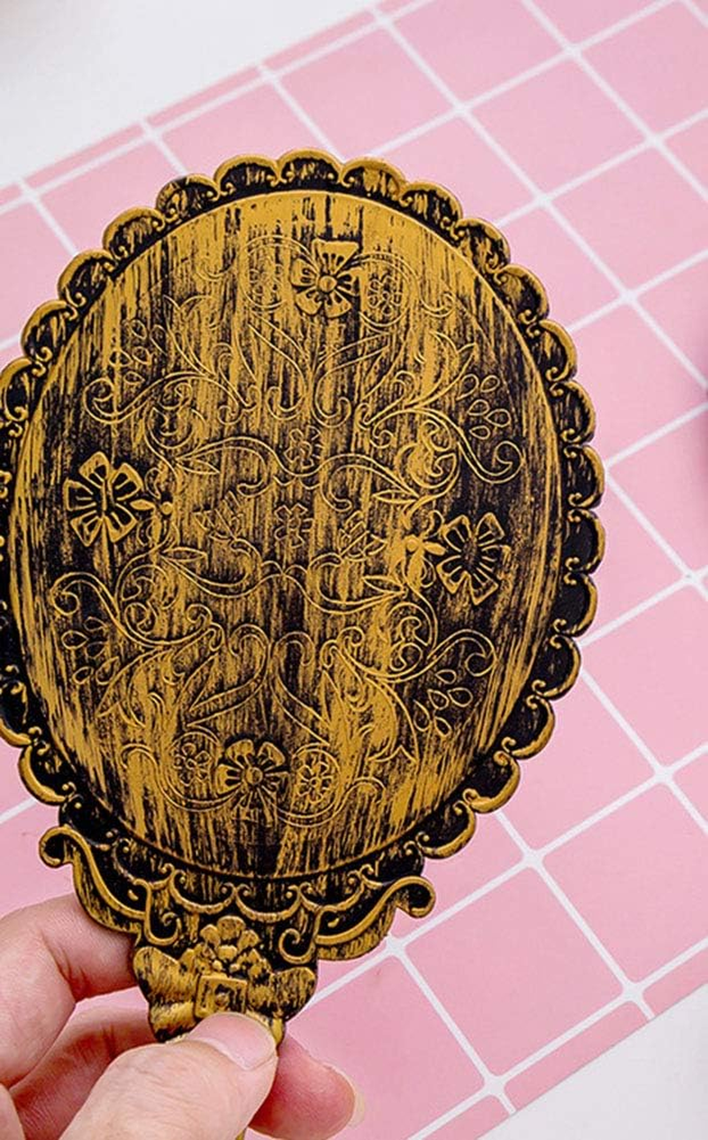 Handheld Vanity Makeup Mirror Decorative Vintage Cosmetic Mirror Hand Held Travel Mirrors - Black image number 3