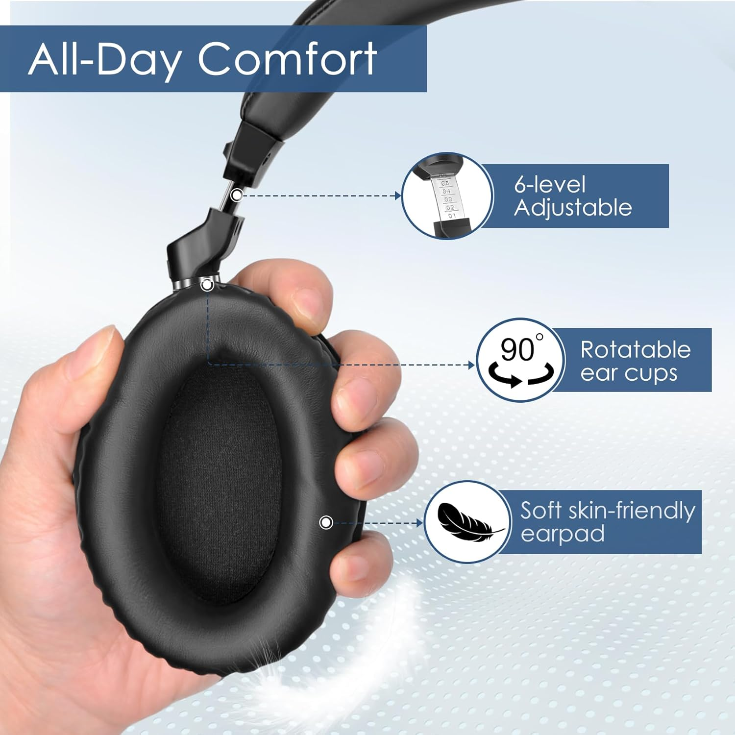 SIMOLIO Duo Wireless TV Headphones for TV, Bluetooth Headset, Independent Volume Control, Black image number 1