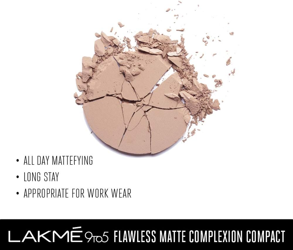 Lakme 9 to 5 Flawless Matte Complexion Compact, Almond, 8G