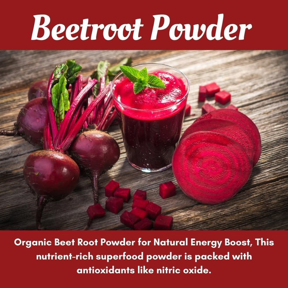 Beetroot Powder 114 G | 100% Pure Raw Red Beetroot Superfood for Drinks, Juice, Recipes| Vegan, Non GMO, Gluten Free. image number 2