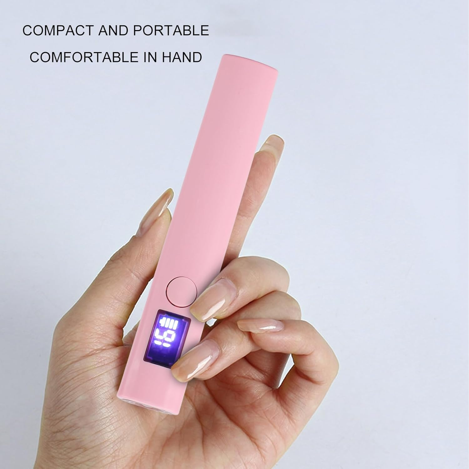 Handheld UV Light for Gel Nails, USB Rechargeable Handheld UV Nail Lamp Portable Nail Dryer Lamp Easy Switching Nail Curing Light for Travel Home (Pink)