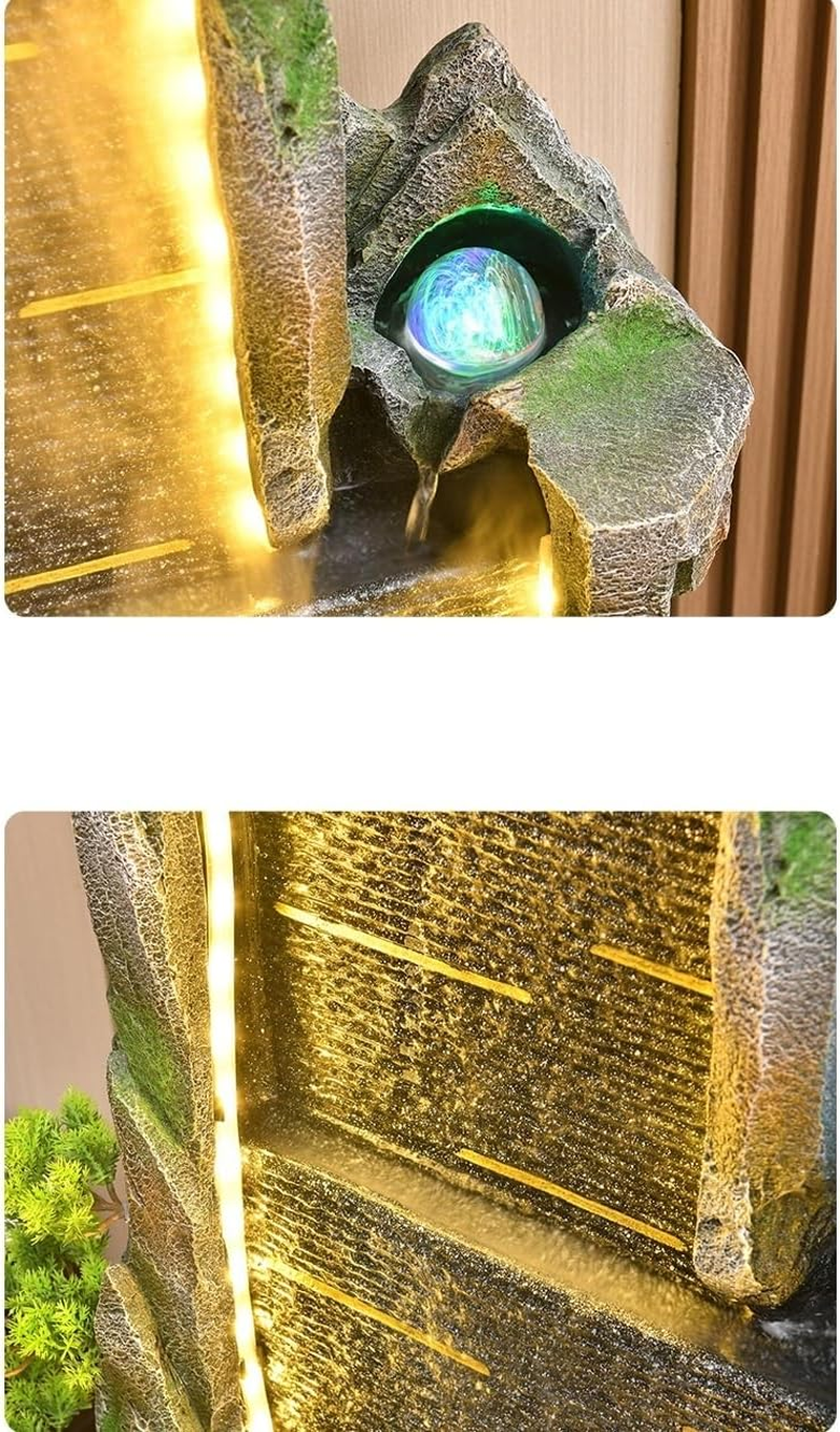 Outdoor Fountain Indoor Water Fountain Waterfall with Lighting, 147Cm Tall Tiered Fountains for Garden, Patio, Backyard Decor image number 4