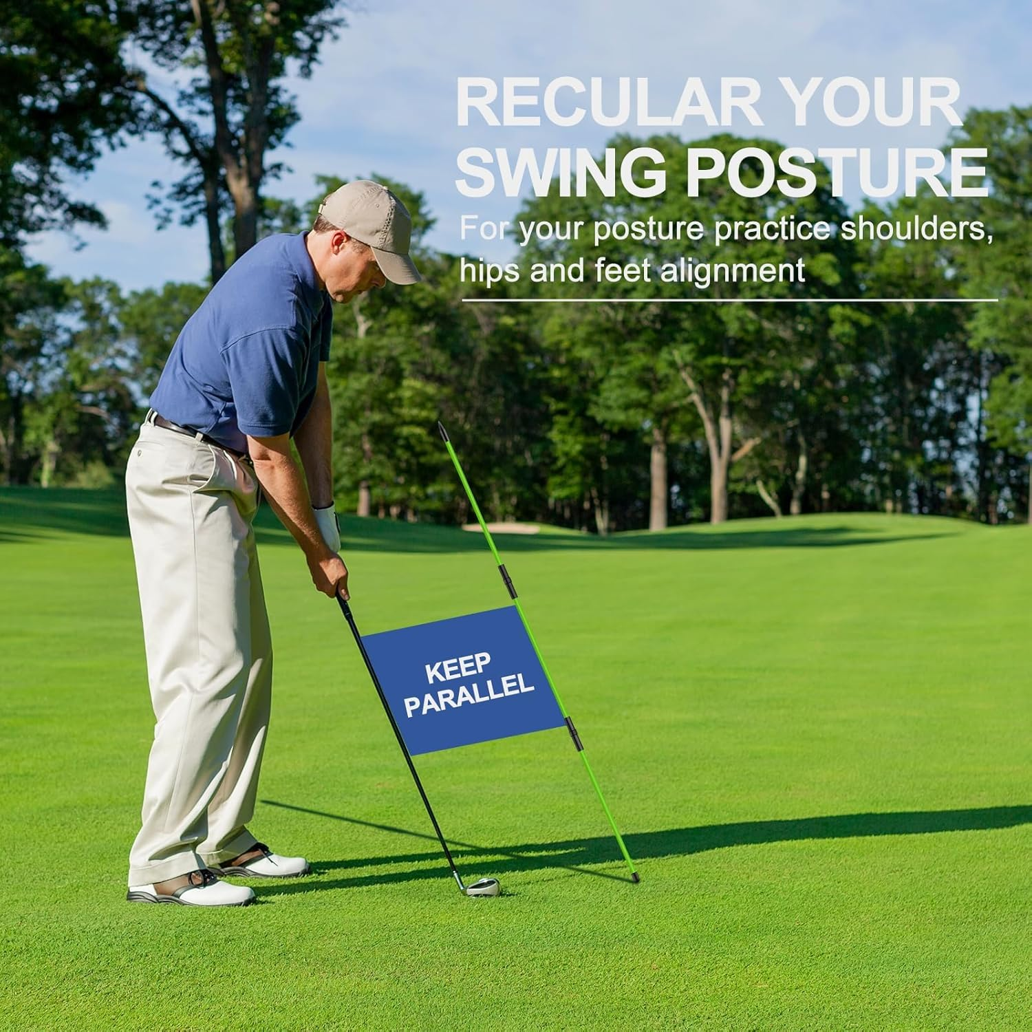 4 Pack Golf Alignment Sticks, 122CM Professional Golf Training Aid for Aiming Practice, Swing Trainer, Putting, Collapsible Golf Practice Sticks with Clear Tube Sleeve for Easy Carrying image number 4