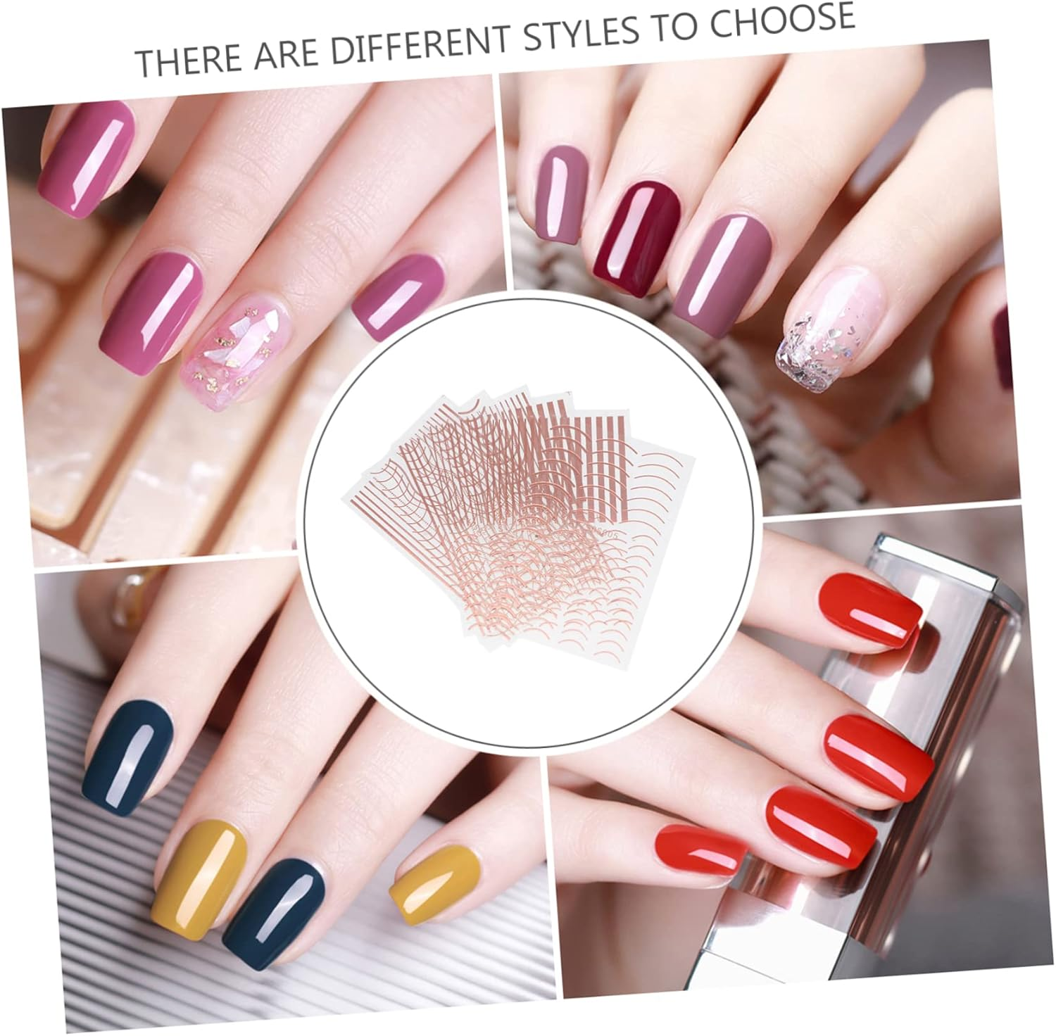 6Pcs Nail Art Stickers Women DIY Nail Decors Simple Decals for Girls Boys and Girls image number 2