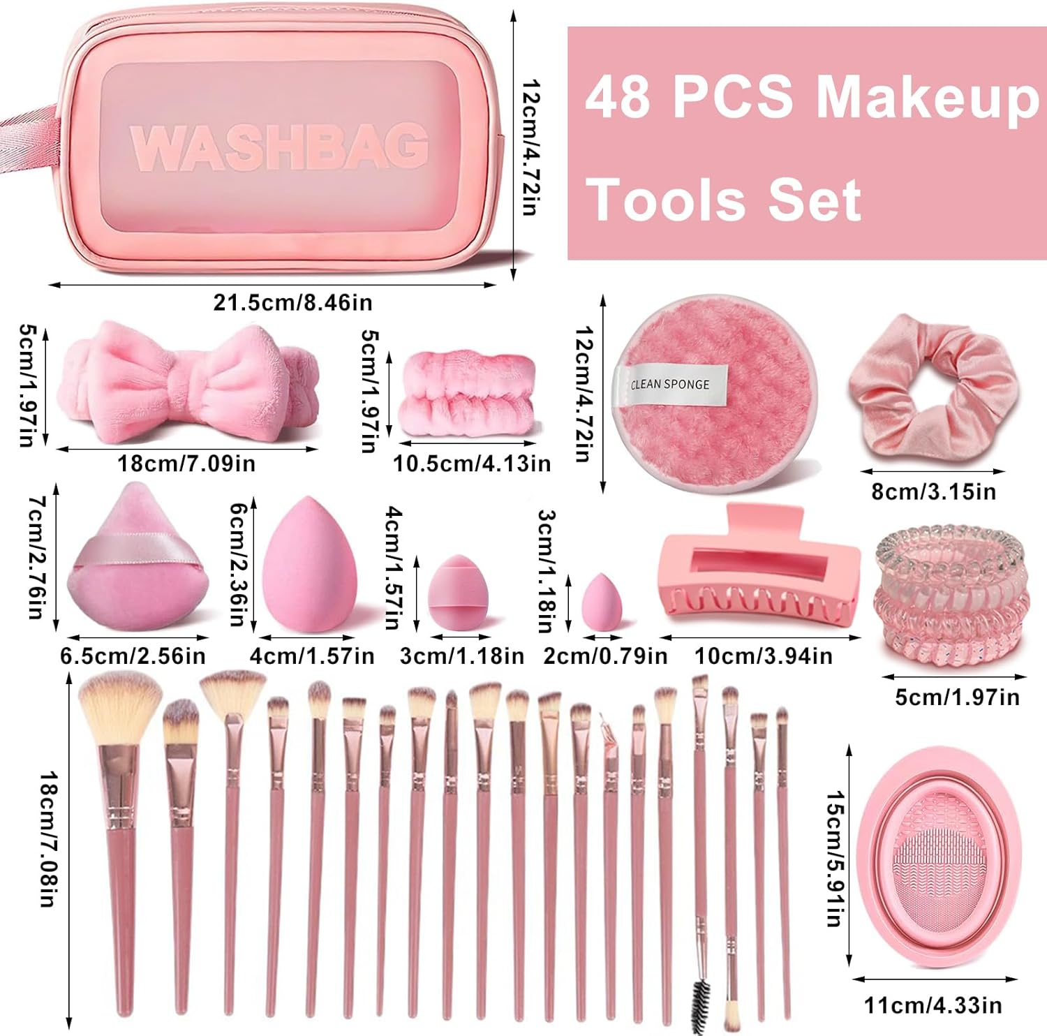 Atrccs 48Pcs Makeup Brushes Set, Professional & Newbie-Friendly Foundation Powder Concealers Eye Shadows Blush Makeup Brushes Tool Set, Premium Synthetic Facial Makeup Accessories with Bag image number 5