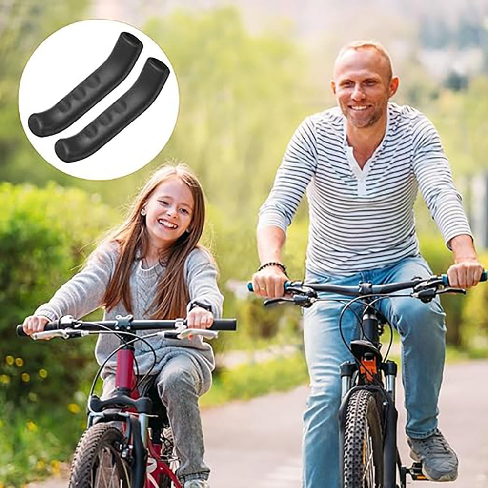 Lyhaogao 2 Pairs Anti-Slip Brake Lever Grips, Universal Bike Brake Handle Cover for Mountain and Road Bicycles, Durable Silicone Sleeve Protector for Enhanced Grip and Safety (Black/Red/White/Blue) image number 1
