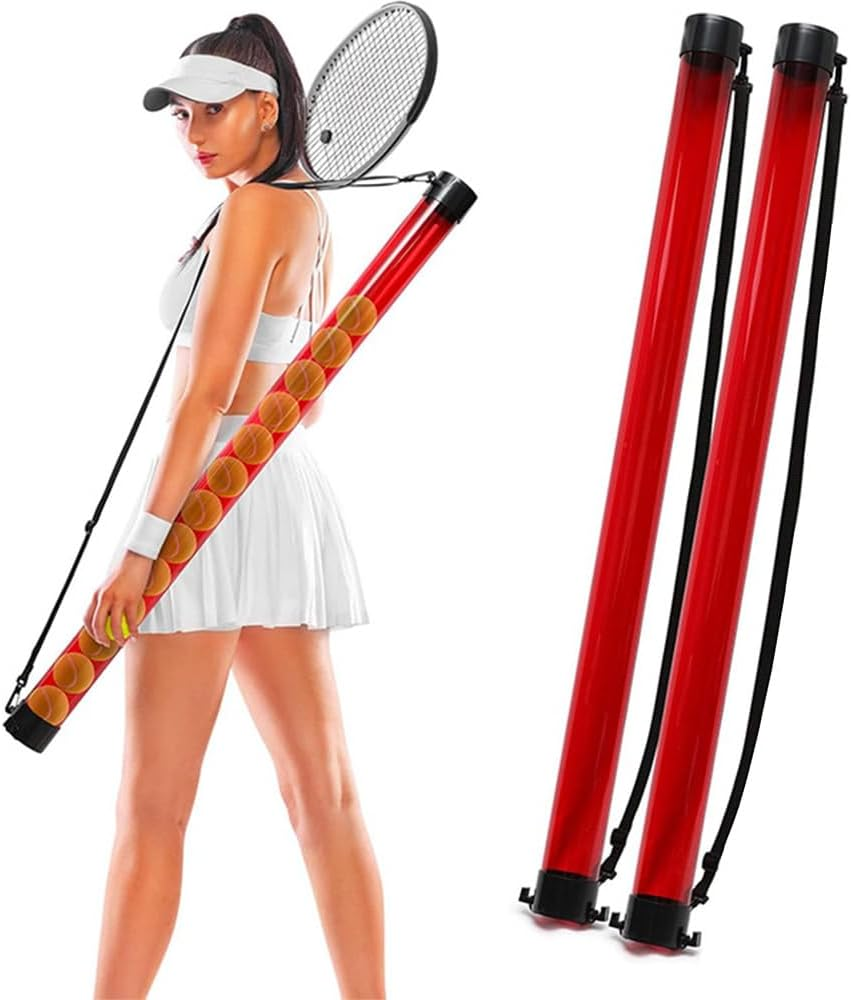 SHENMAIDAY 2 Pcs Pickleball & Tennis Pickup Tube - Tennis Ball Pick up Tube with Shoulder Strap Lightweight Ball Collector Tennis Ball Holder Perfect for Any Level Tennis Player (15 Balls)