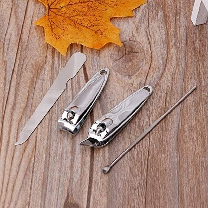 4Pcs/Set Pedicure Manicure Set Stainless Steel Nail Clippers File Ear Pick Kit with Leather Case 10X6Cm Zhengpingpai image number 2