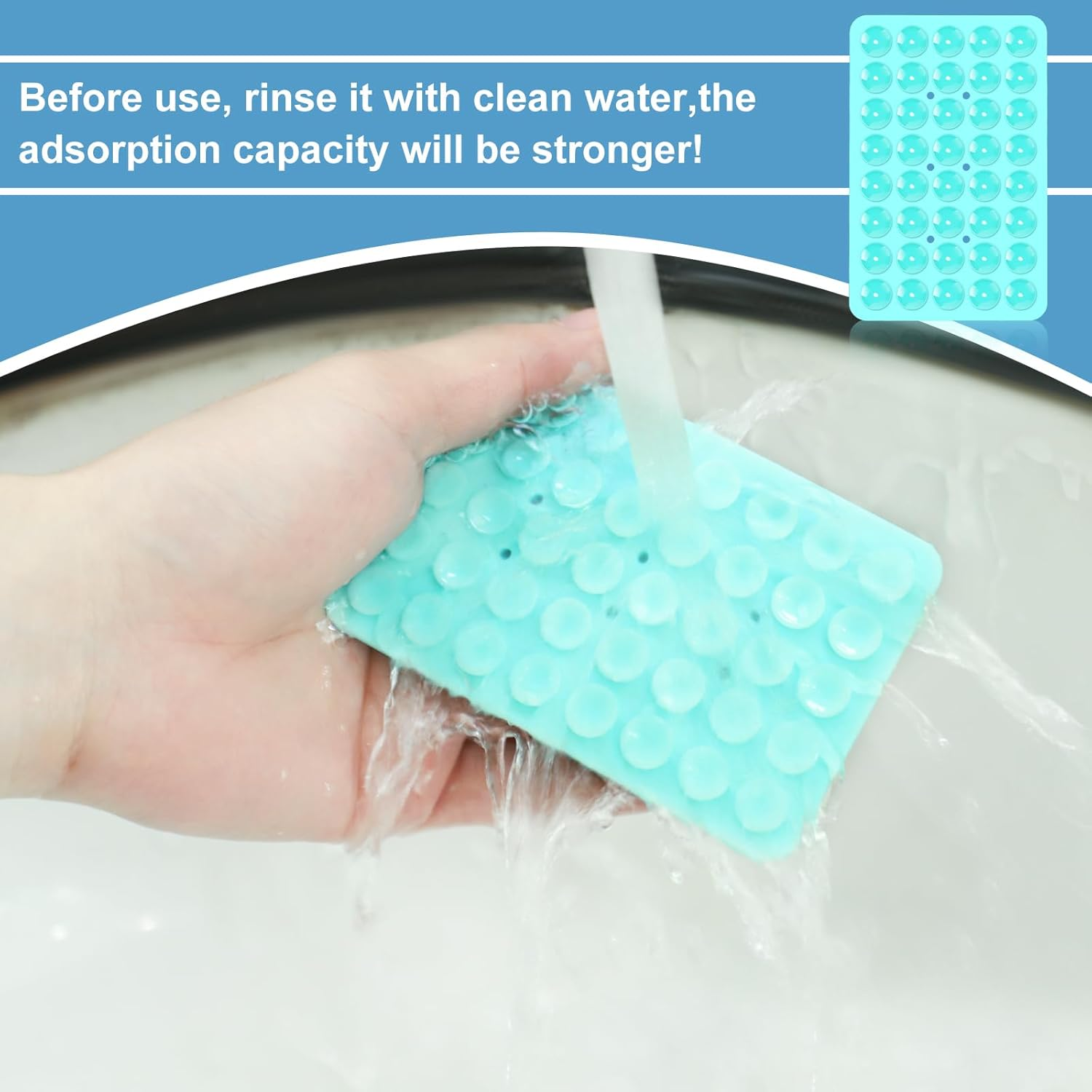 Silicone Suction Phone Case Mount, Double Sided Suction Cup Phone Pad Hands-Free Phone Holder, Silicone Phone Sticky Grip Fidget Toy Gift Compatible with Iphone Samsung Google Pixel (Lake Blue) - Transparent image number 3