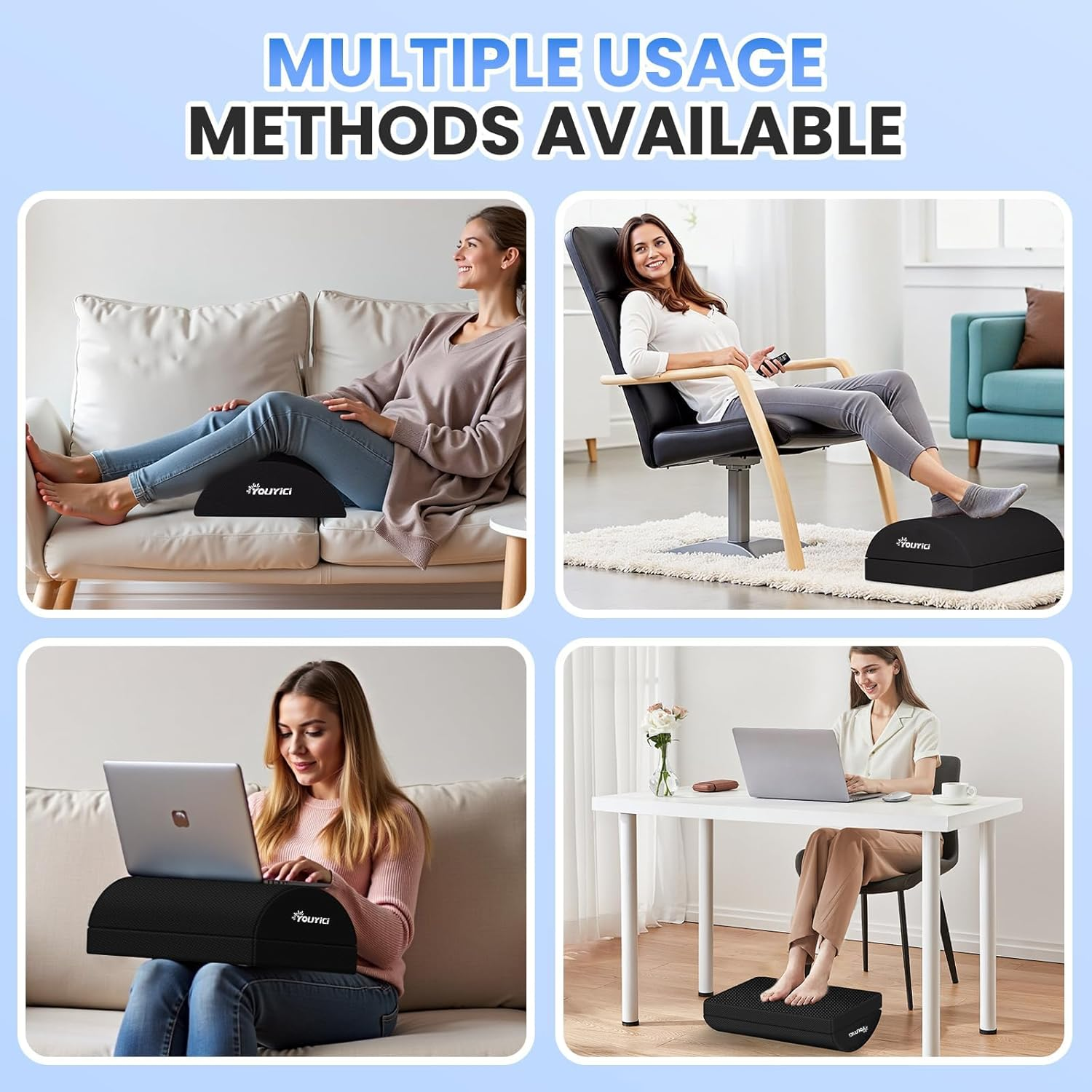 Foot Rest for under Desk at Work, Gaming Accessories Foot Stool with 3 Adjustable Heights, Memory Foam Foot Rest Cushion Ergonomic Footrest for Office, Home and Car image number 1