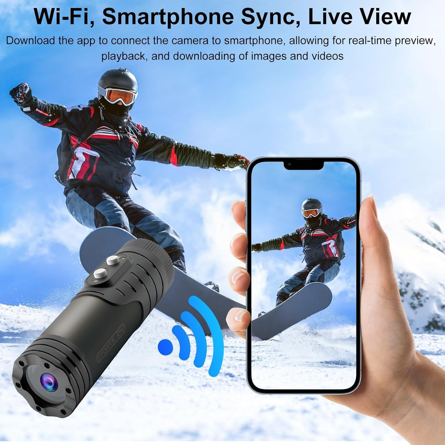 Motorcycle Dash Cam Wifi,Motorcycle Action Camera Waterproof Ip66 with Anti-Shake,120&deg;Wide-Angle Lens,1600 Mah Battery,Charge and Record Simultaneously,Bracket,Helmet Mount for Climbing,Skiing,Hiking image number 1