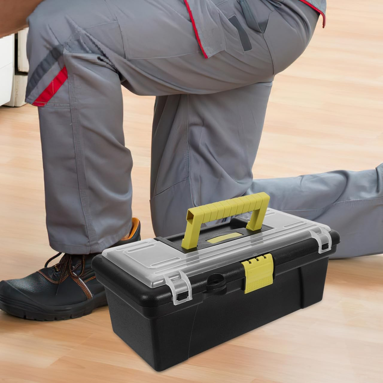 Housoutil Heavy Duty Plastic Tool Box, 10 Inch Portable Organizer with Handle Multi-Functional Storage Case, Tool Organizer for Diy Projects and Repairs image number 3