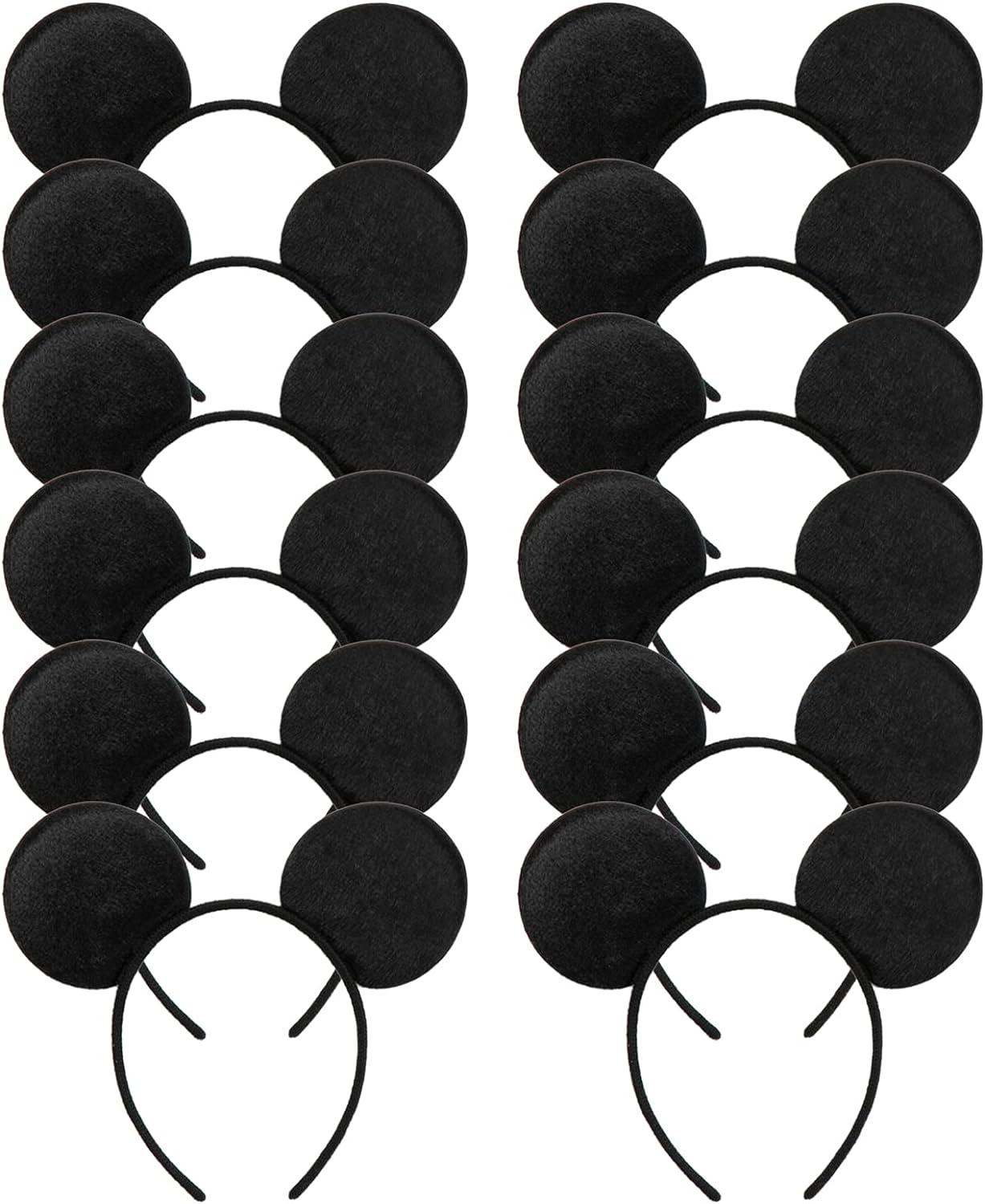 Chuangqi Mouse Ears Headband, Solid Black (Set of 12) image number 2