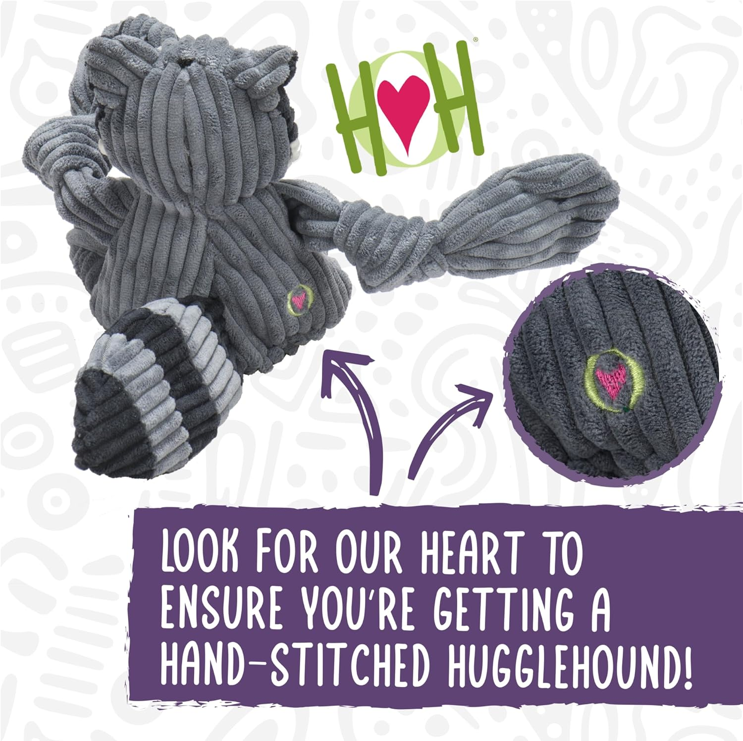 Hugglehounds Plush Corduroy Durable Squeaky Knottie, Dog Toy, Great Dog Toys for Aggressive Chewers, Fox, Large image number 4