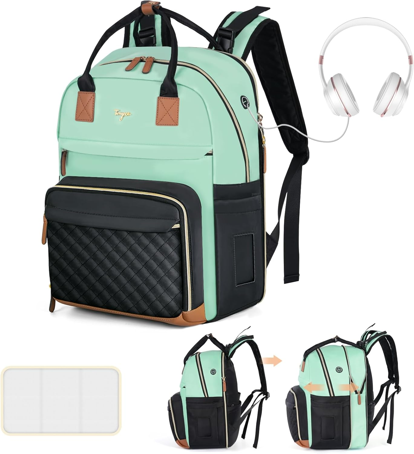 Extra Large Diaper Bag Backpack, Diaper Bag for 2 Kids, Twin Diaper Bag 25-37L Expandable