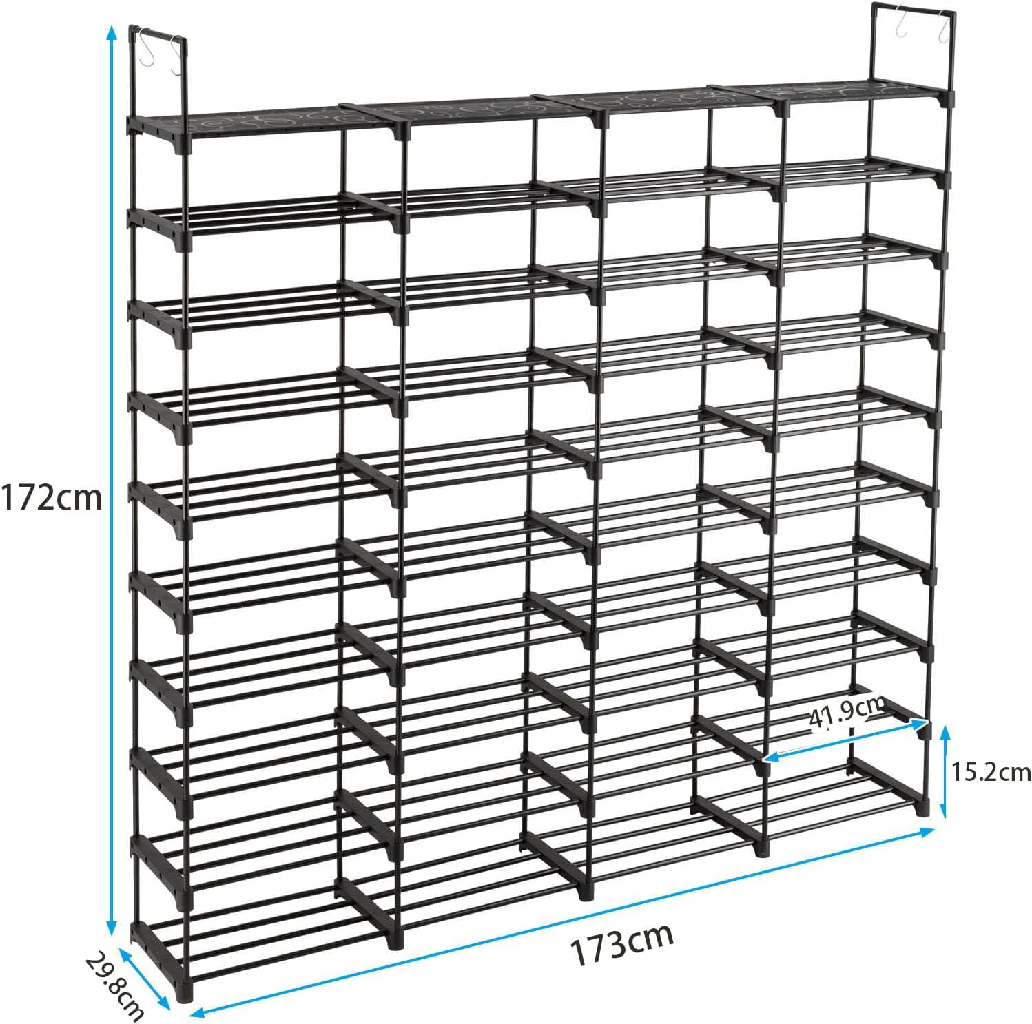10 Tiers Shoe Rack, Tall Large Capacity 50 Pairs Wide Shoe Organizer Sturdy Shoe Shelf for Entryway with Shoe Storage for Closet, Bedroom, Non-Woven Fabric Large Metal Shelf image number 2
