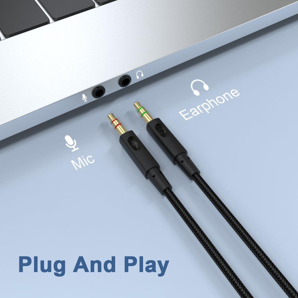 Headphone Splitter 2 in 1 Y Splitter Audio Extension Cable Compatible with Hyperx Cloud Ii/Alpha/Flight/Silver/Cloudx Series, 6.5FT