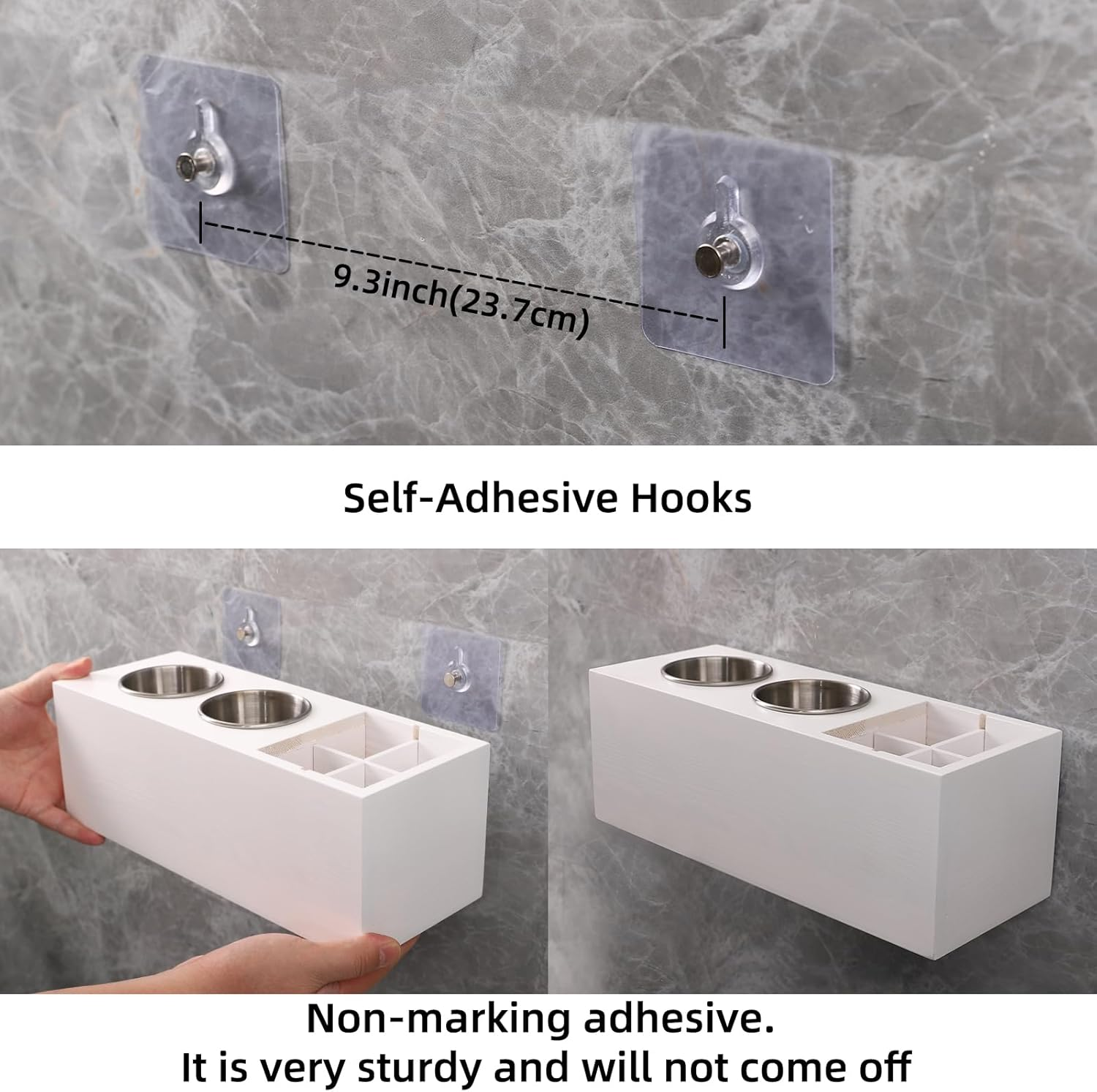 RAIKEDR Hair Dryer Countertop Holder, Hair Tool Organizer Wall Mount, Blow Dryer Holder Cabinet Door Organizer, Bathroom Countertop Blow Dryer Holder and Curling Iron Holder (Cedar Wood, White) - White image number 1