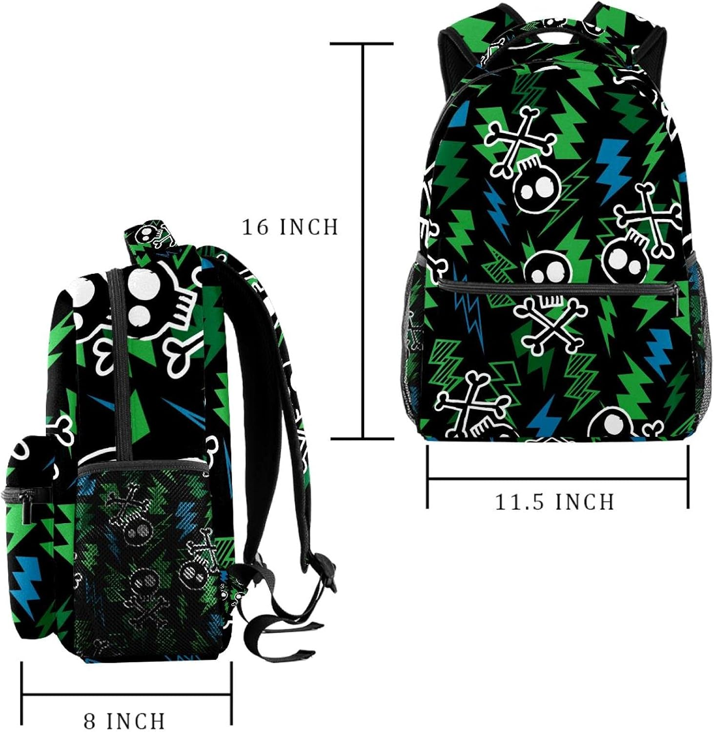 Skull and Bolt Backpack Students Shoulder Bags Travel Bag College School Tote Backpacks image number 5