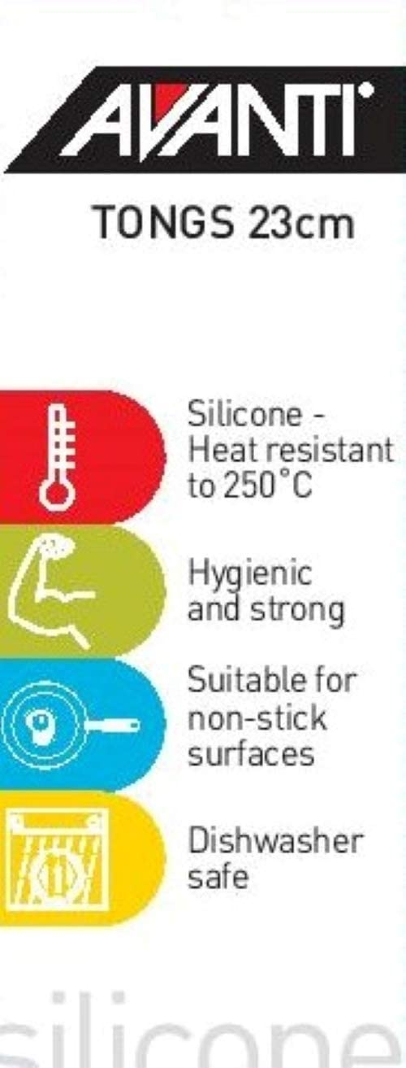 Avanti Silicone Tongs with Head and Grip, 23 Cm Size, Red image number 2