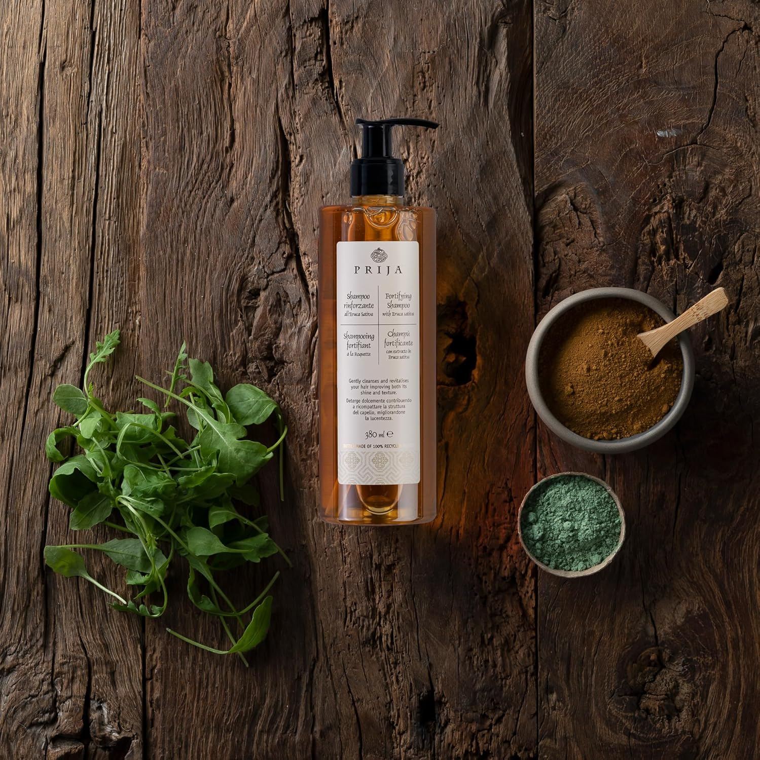 Prija Fortifying Shampoo Cleanses and Revitalises Hair with Eruca Sativa for All Hair Types, Hydrating Shampoo Boosts Shine and Improves Texture 6 X 380Ml image number 1