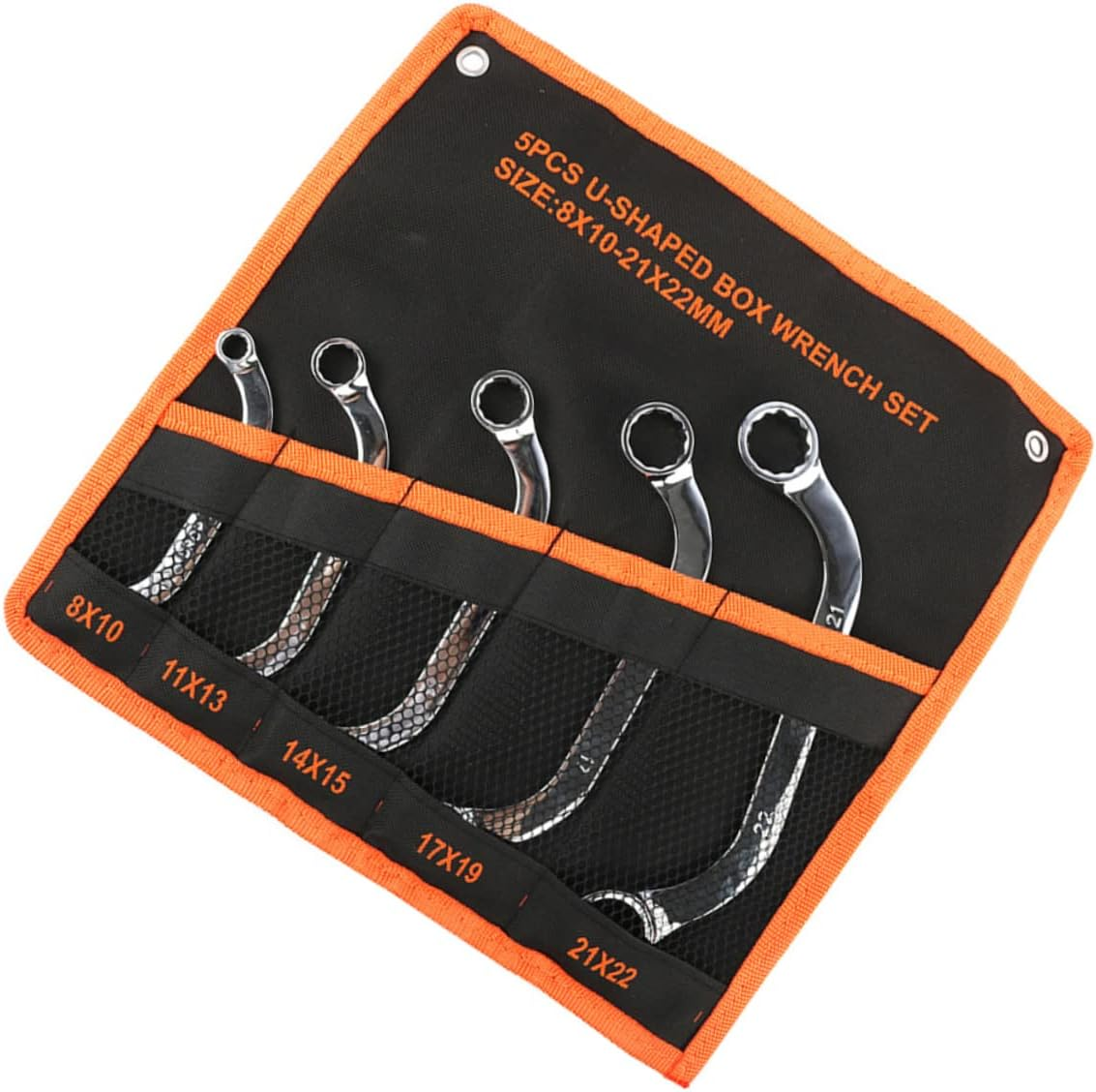 QUMIIRITY Metal Socket Spanner and Box Wrench Set 5Pcs Chrome-Vanadium Steel Multifunctional Double-Ended 12-Point Socket Spanner for Automotive and Mechanical Repairs