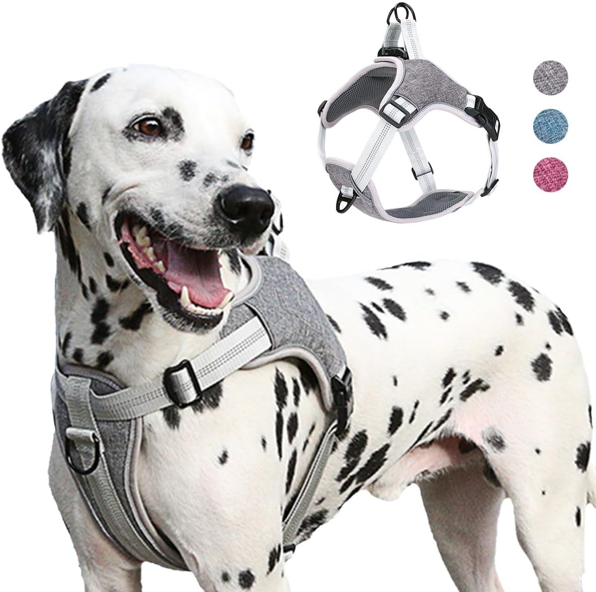 Agoumlux Dog Harness Anti-Pull Harness Adjustable Reflective Chest Harness for Large Medium Small Dogs, Blue, S