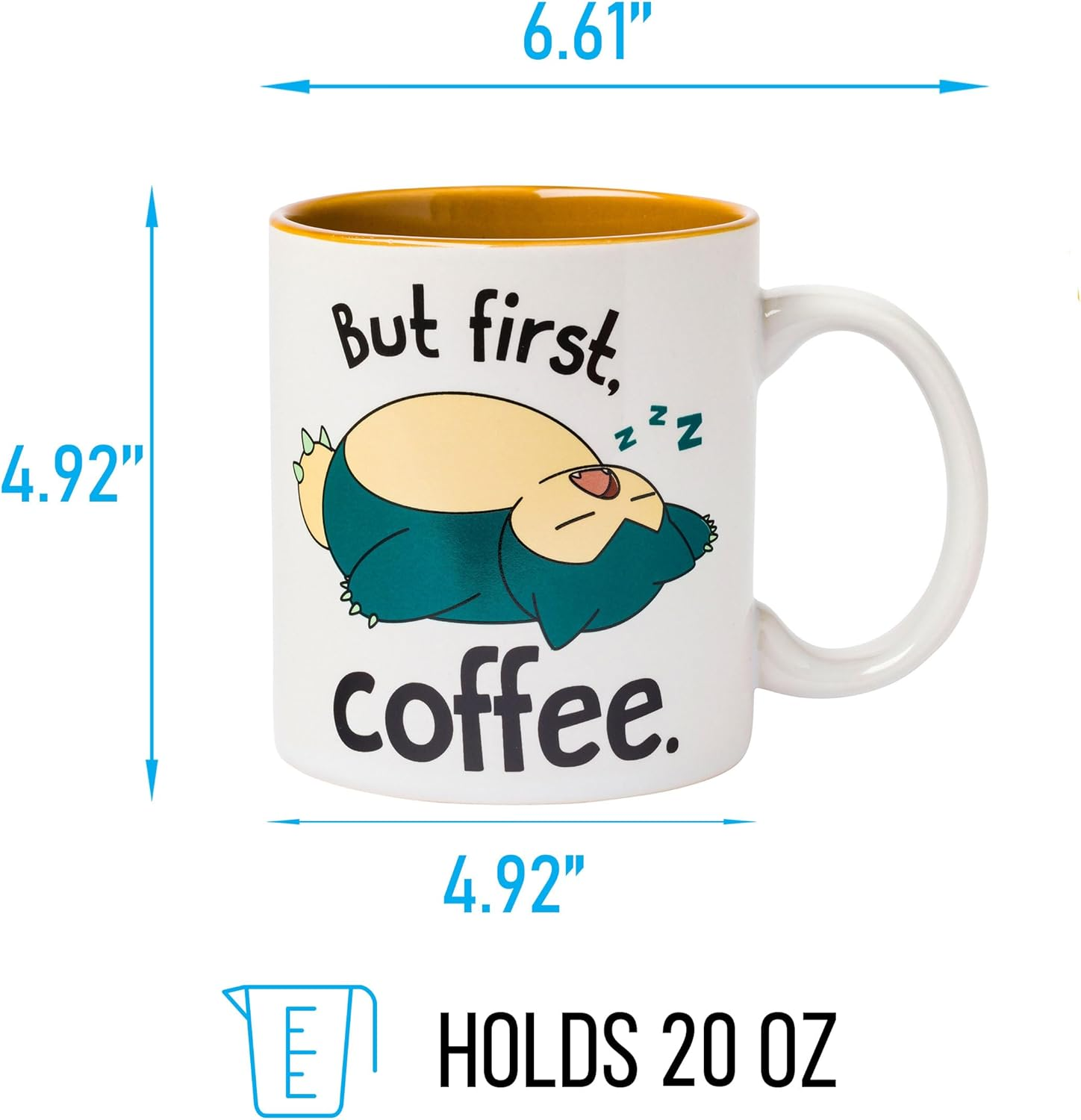 Silver Buffalo Pokemon Snorlax but First Coffee Ceramic Mug, 20 Ounces image number 2