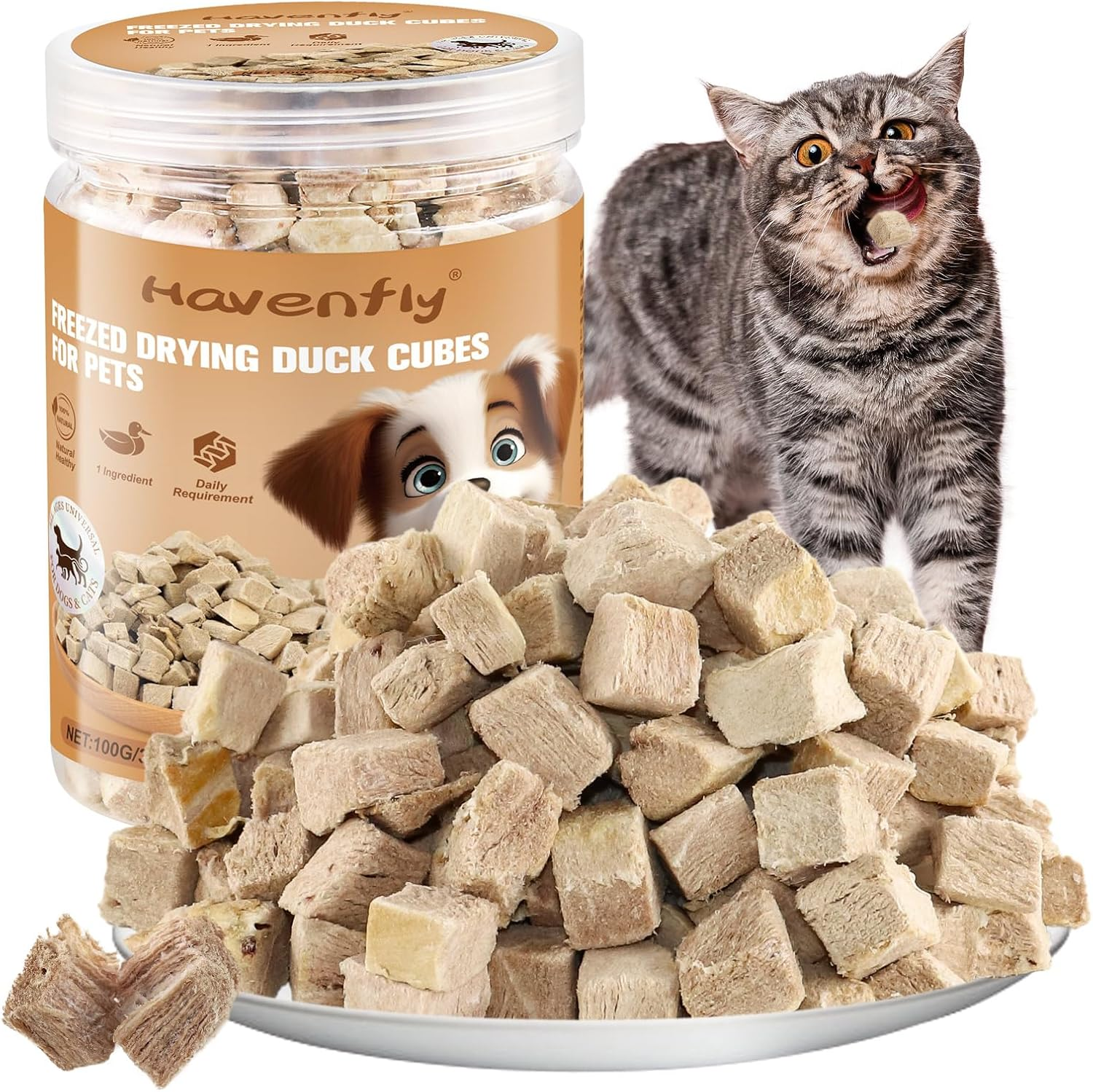 Freeze-Dried Chicken Cat Treats, 100G Chicken Cube Snacks for Pets, Single Ingredient Chickens Dog Training Treats image number 4