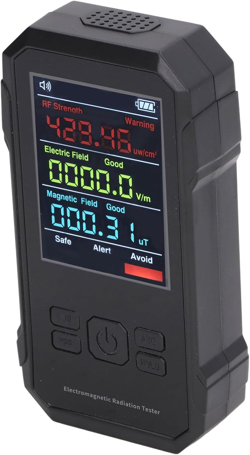 Field Level Alert Geiger Counter Radiation Detector Black Digital Professional EMF Meter LED Display Handheld RF Electric Field Magnetic, Geiger Counter Nuclear Radiation Detector
