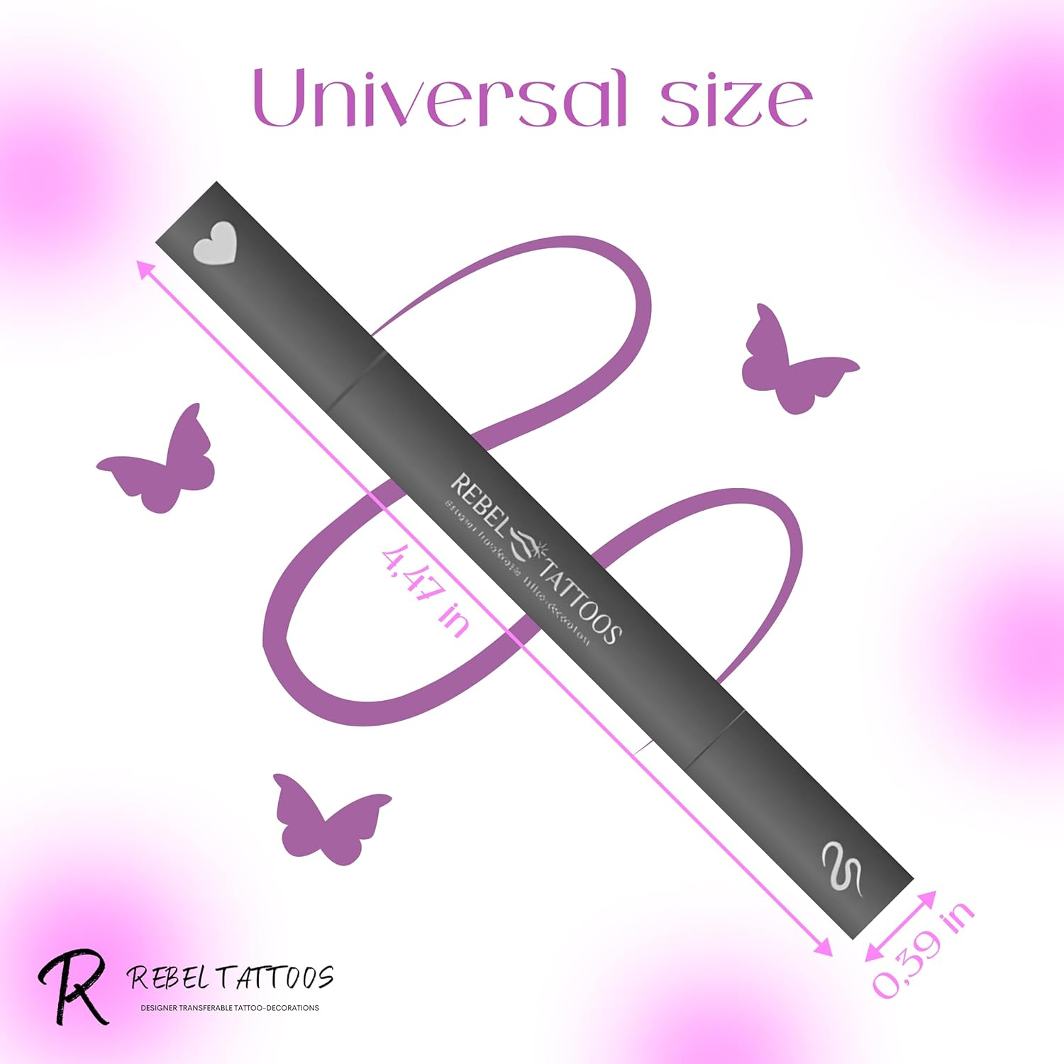 Rebel Tattoos 2-In-1 Eyeliner Stamp, Pigmented Intense Black Formula, Smudge-Budge Proof, Sweatproof, 24 Hour Stay Eyeliner Stamp (Purple Butterfy) image number 5