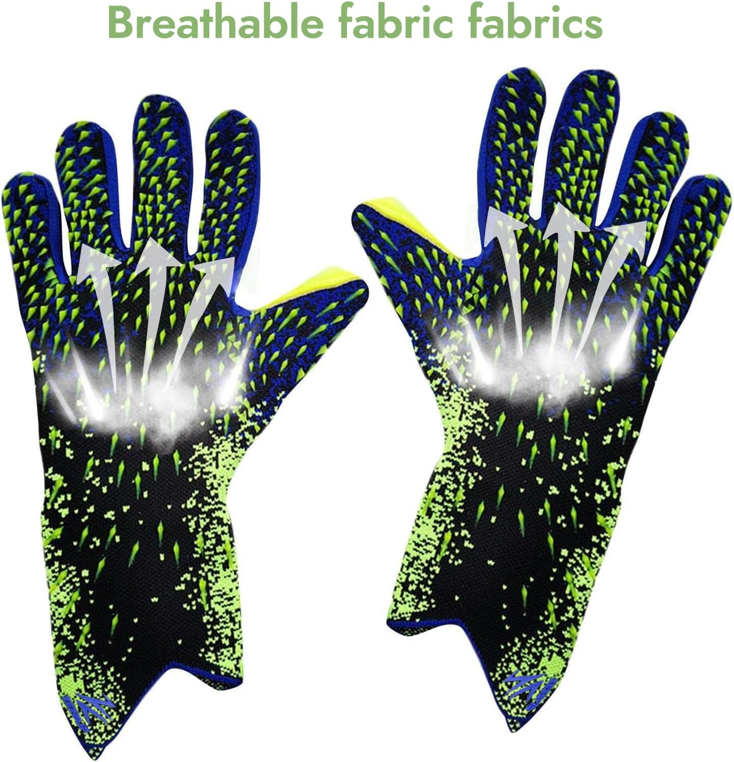 Zezelife Football Goalkeeper Gloves, Soccer Goalie Gloves Kids Boys Children Youth Adults, Gloves anti Slip, Full Finger Breathable Mesh Self Adjustable Wrist Sports Soccer Gloves Green image number 4