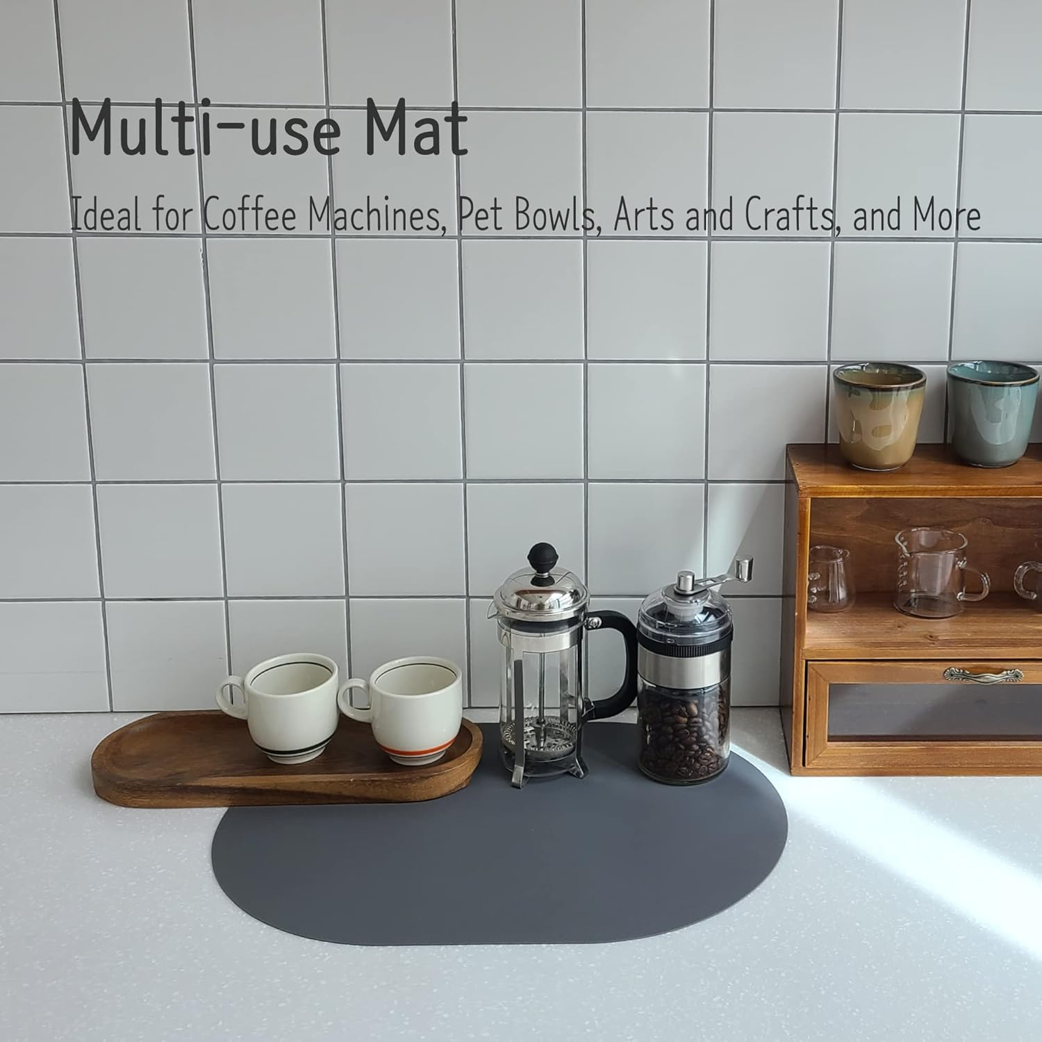 Silicone Placemats Set of 4 - Heat Resistant Washable and Wipeable Non Slip Place Mats, Waterproof Modern Dining Table Mats, Oval 16.9"X11.8"(Classic Dark Gray) image number 5