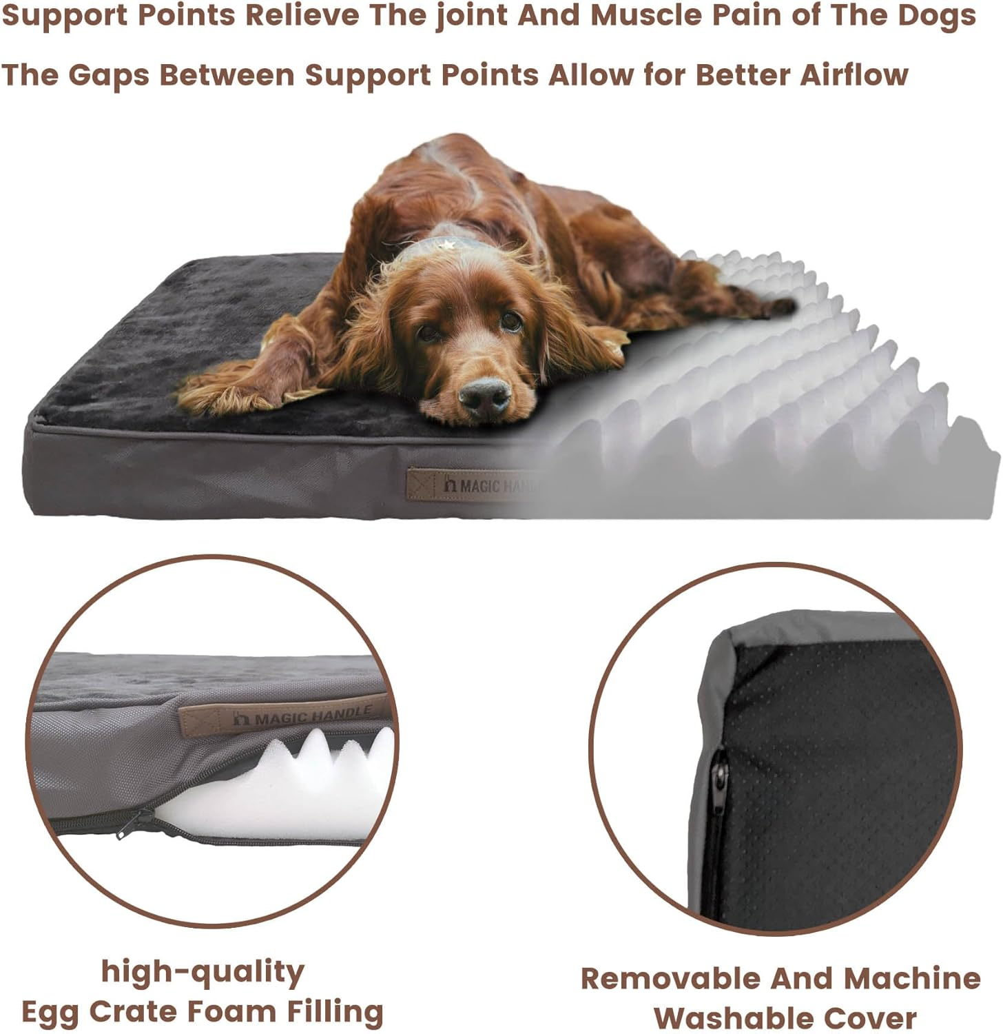 Fond + Found Orthopedic Memory Foam Dog Beds for Large Dogs, Waterproof Washable Large Dog Bed for Crate, Pet Bed with Waterproof Removable Cover and Non-Slip Bottom image number 4