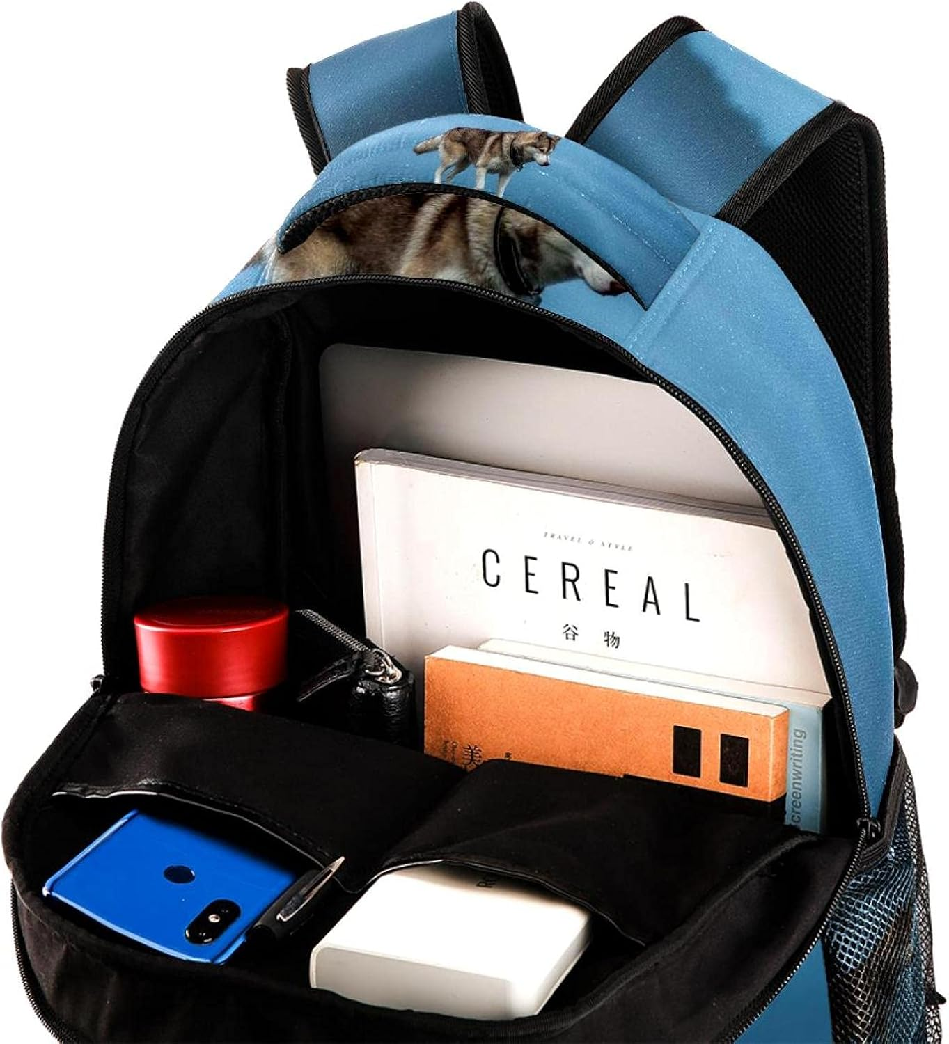 Husky Walks on Water Backpack Students Shoulder Bags Travel Bag College School Tote Backpacks image number 5