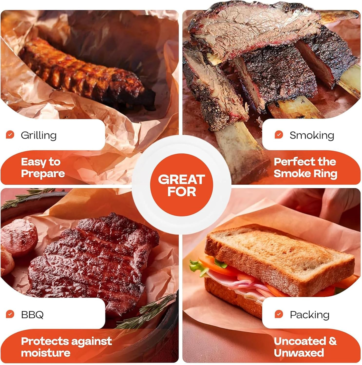 Pink Butcher Paper Roll - Food-Grade Peach Butcher Paper for Smoker, BBQ, Grilling, Smoking Meat - Unbleached, Uncoated and Unwaxed (40Cm X 10M) image number 2