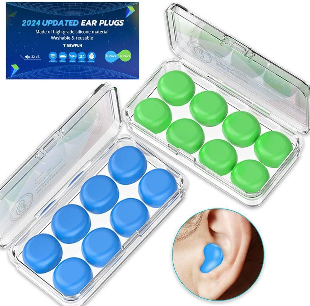 Ear Plugs for Sleeping Swimming, 8 Pair Reusable Silicone Moldable Noise Cancelling Earplugs for Shooting Range, Swimmers, Snoring, Concerts, Airplanes, Travel, Work, Studying image number 6