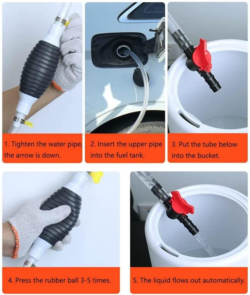 Multifunction Liquid Sucker Pump, Manual Transfer Pump Gasoline Siphon Hose, Portable Siphon Pump(2Meter) image number 6