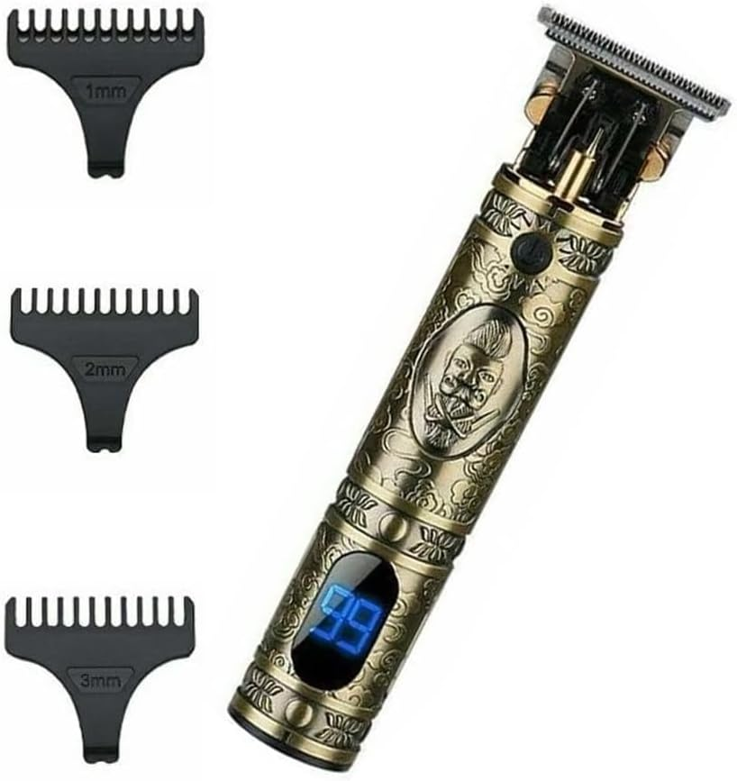 OZSTOCK All Metal USB Rechargeable Quiet Hair Trimmer with Guide Combs, Men Home Hair Grooming Kit