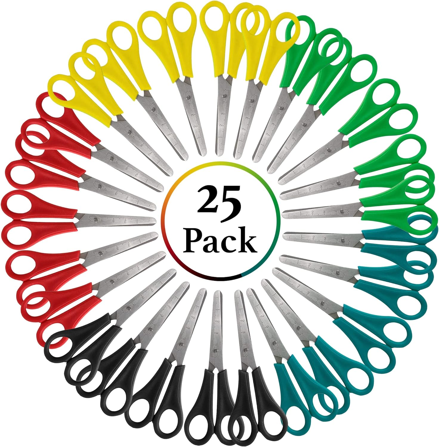 25 Pack Bulk Kids Scissors 5 Inch Blunt Tip Small Safety Classroom Scissors for School and Craft Projects (25 Pack) image number 2