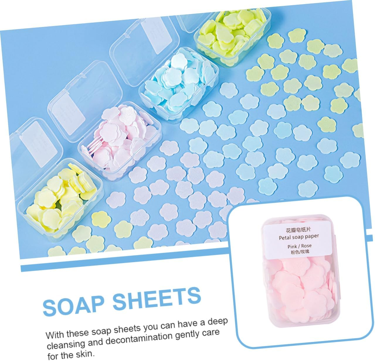 Yardwe 16-Box Set of Portable Travel Soap Flakes Disposable Paper Soap Sheets for Hand Washing Scented Lemon Milk Rose and Jasmine for Camping and Travel image number 4