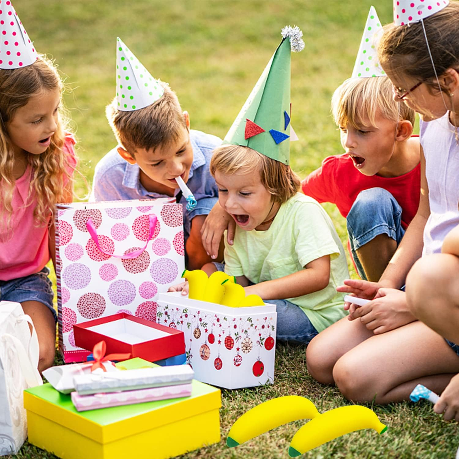 3 Pack Stretchy Banana Sensory Toy,Stress Relief Fidget Banana Toys for Kids and Adults,Sand Filled Stress Gift,Banana Party Supply image number 6