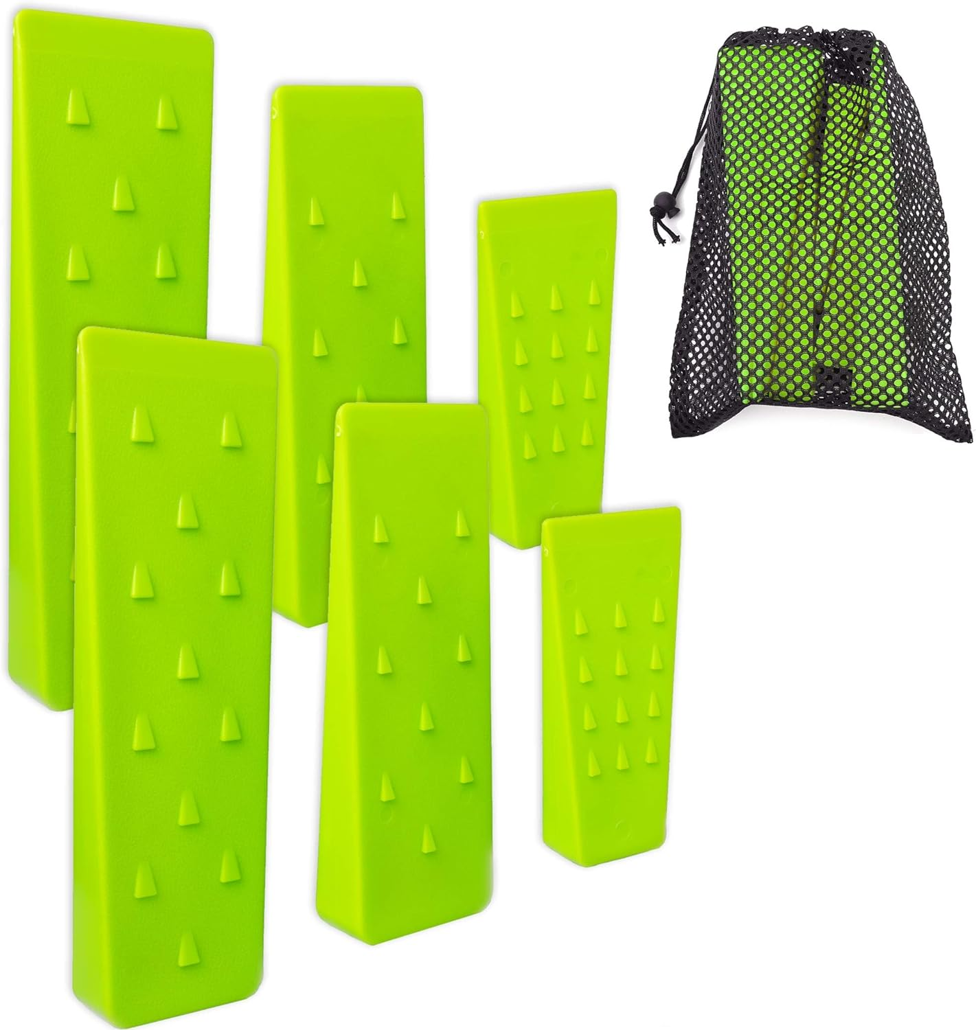 AR-PRO 6 Pack Tree Felling Wedges with Spikes for Safe Tree Cutting &ndash; 5.5&rdquo; Wedges with Storage Bag; 6 Felling Dogs to Guide Trees Stabilize and Safely to Ground for Loggers and Fallers