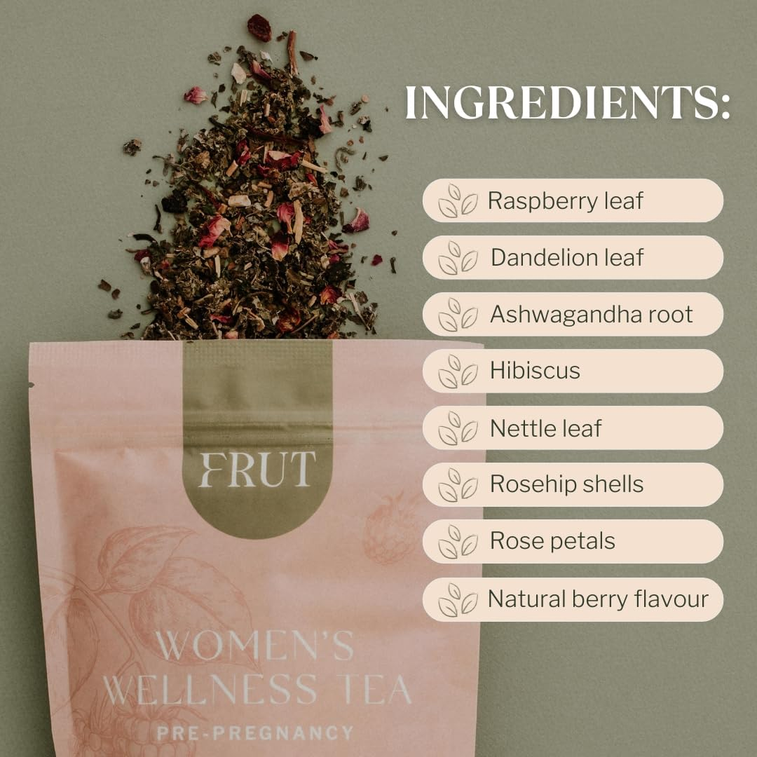 Fertility Tea | Organic Women&rsquo;S Wellness Pre-Pregnancy Herbal Tea | Natural Berry Flavour | Caffeine-Free Raspberry Leaf Blend | Supports Women&rsquo;S Reproductive System | 100G Loose Leaf