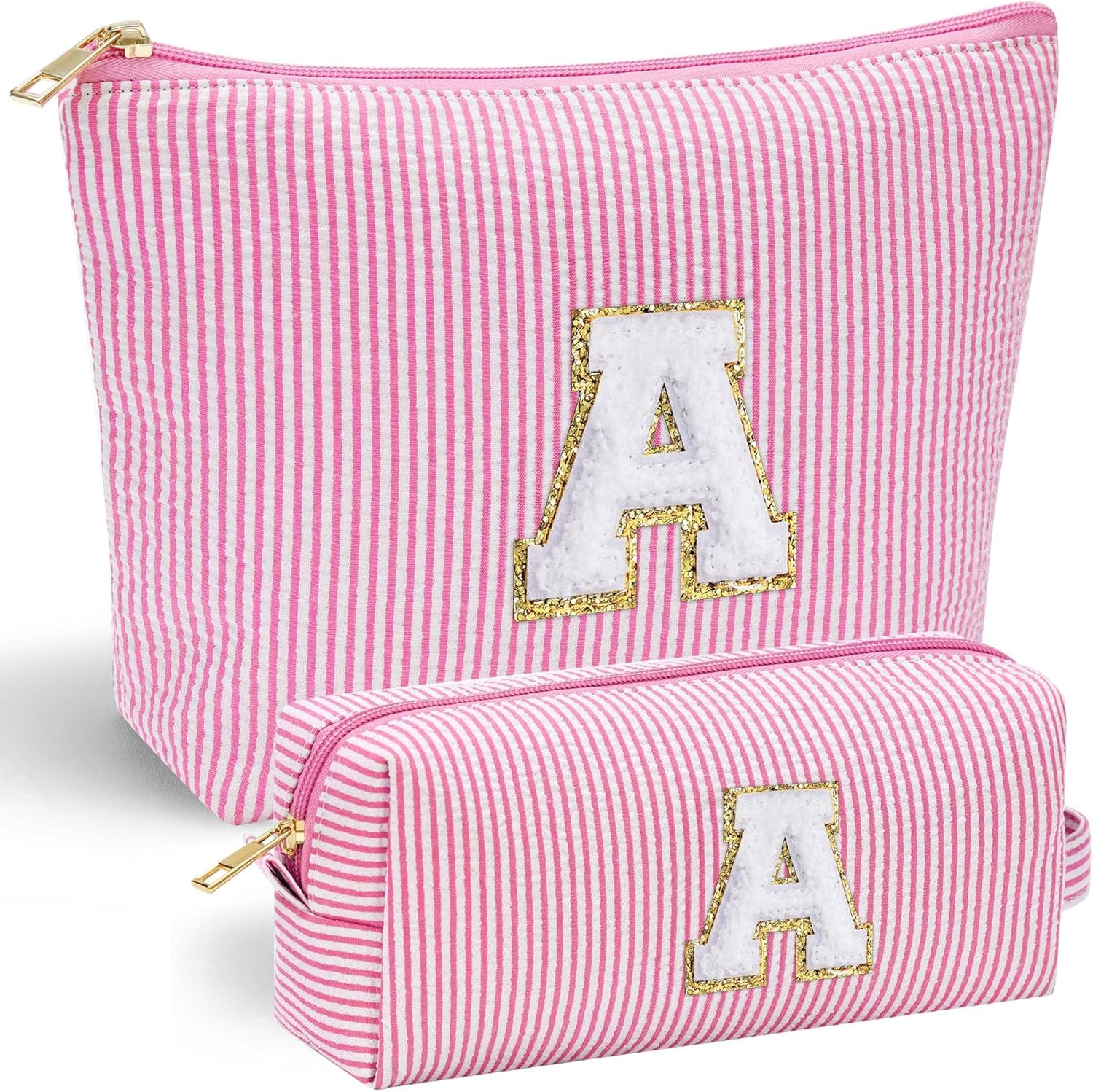 Parima Gifts for Girls - 2Pcs Initial Makeup Bag for Girls Cosmetic Bag Makeup Bag Cosmetic Travel Toiletry Bag for Girls Personalized Birthday Gifts for Her Women Girlfriend Teenager Girls Gifts image number 3