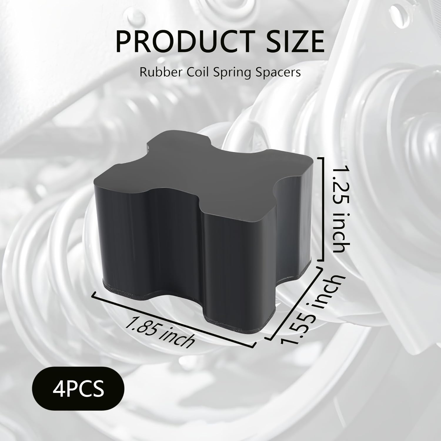 4PCS Rubber Coil Spring Spacers,Heavy Duty Front Coil Spring Booster Kit for 1" to 1.5" Coil Spring Lift,Universal Rubber Lift Blocks Car Accessories for Most Cars Trucks Suvs image number 4